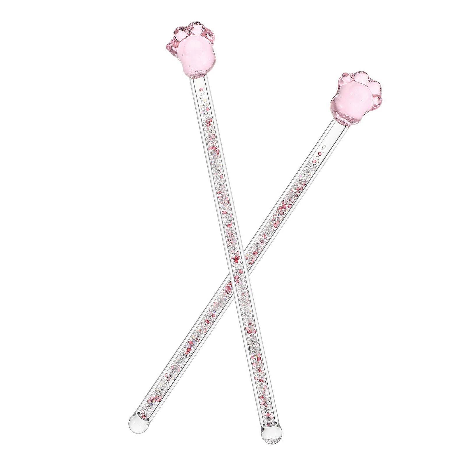 Glass Stirring Stick for Mixing Use 2Pcs Creative Bar Tool Pink