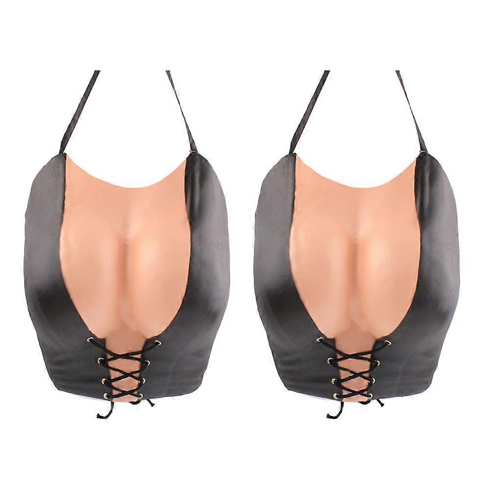 2pcs Simulated Female Breastplate Costume for Cosplay and Drag Performance – Realistic Fake Body Part Accessory for Men
