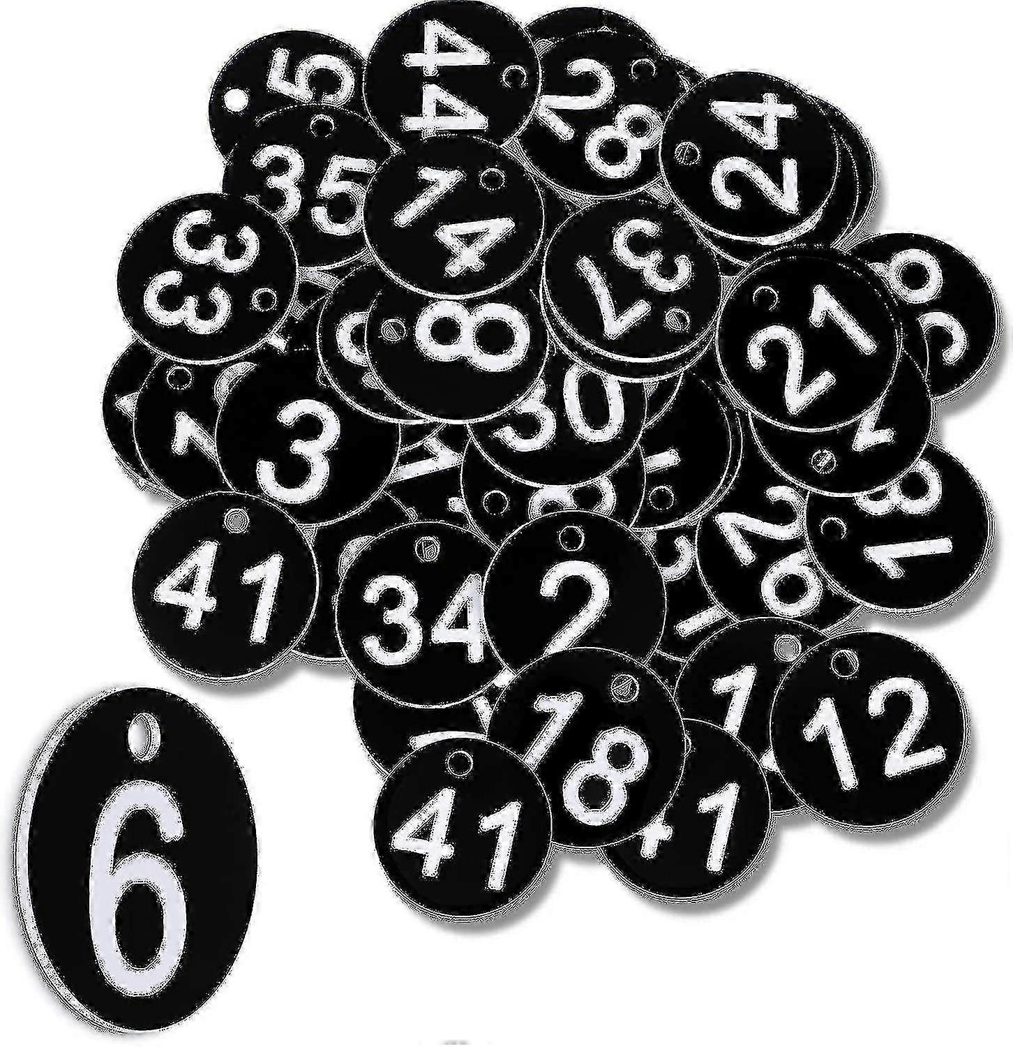 Black Number Tags 1-50 Plastic Numbered Tokens for Tables