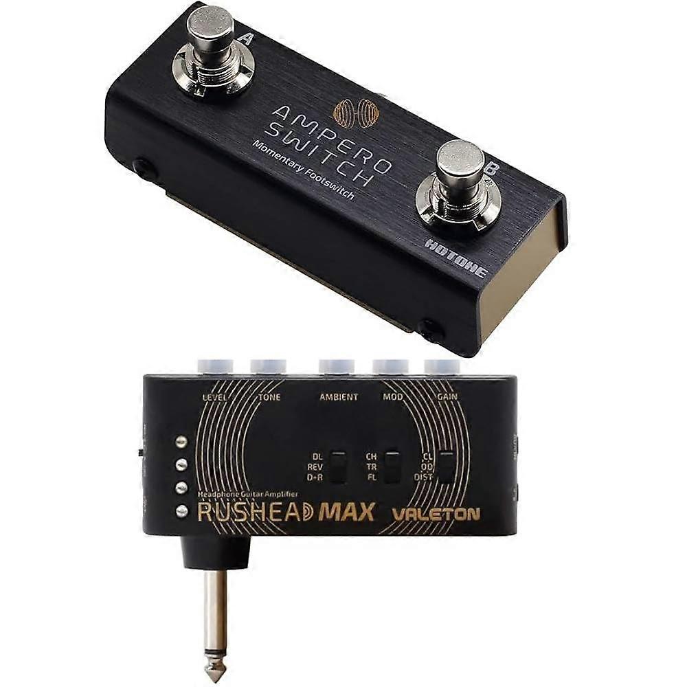Dual Footswitch Pedal 2-Way Controller For Ampero Switch 6.35mm And Valeton Rushead Max USB Guitar/Bass Amp Bundle