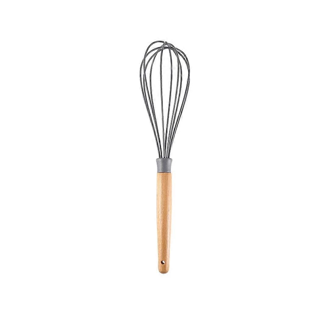 Manual silicone whisk with beechwood handle