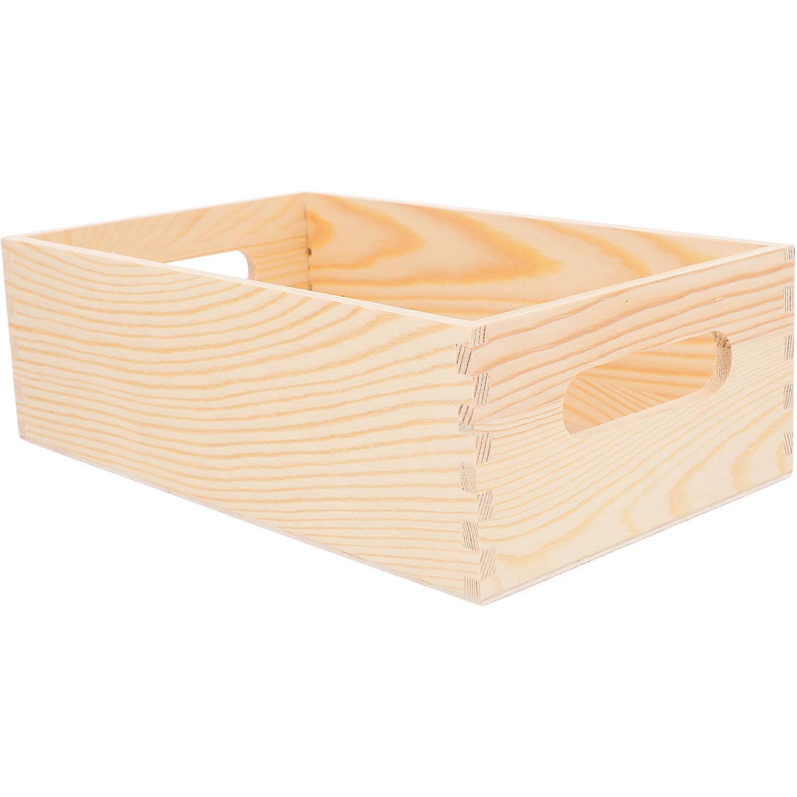 Solid Wood Storage Box Multi Use Crate Organizer Desktop Wooden Tool Box Versatile Design for Home Decor and Accessories