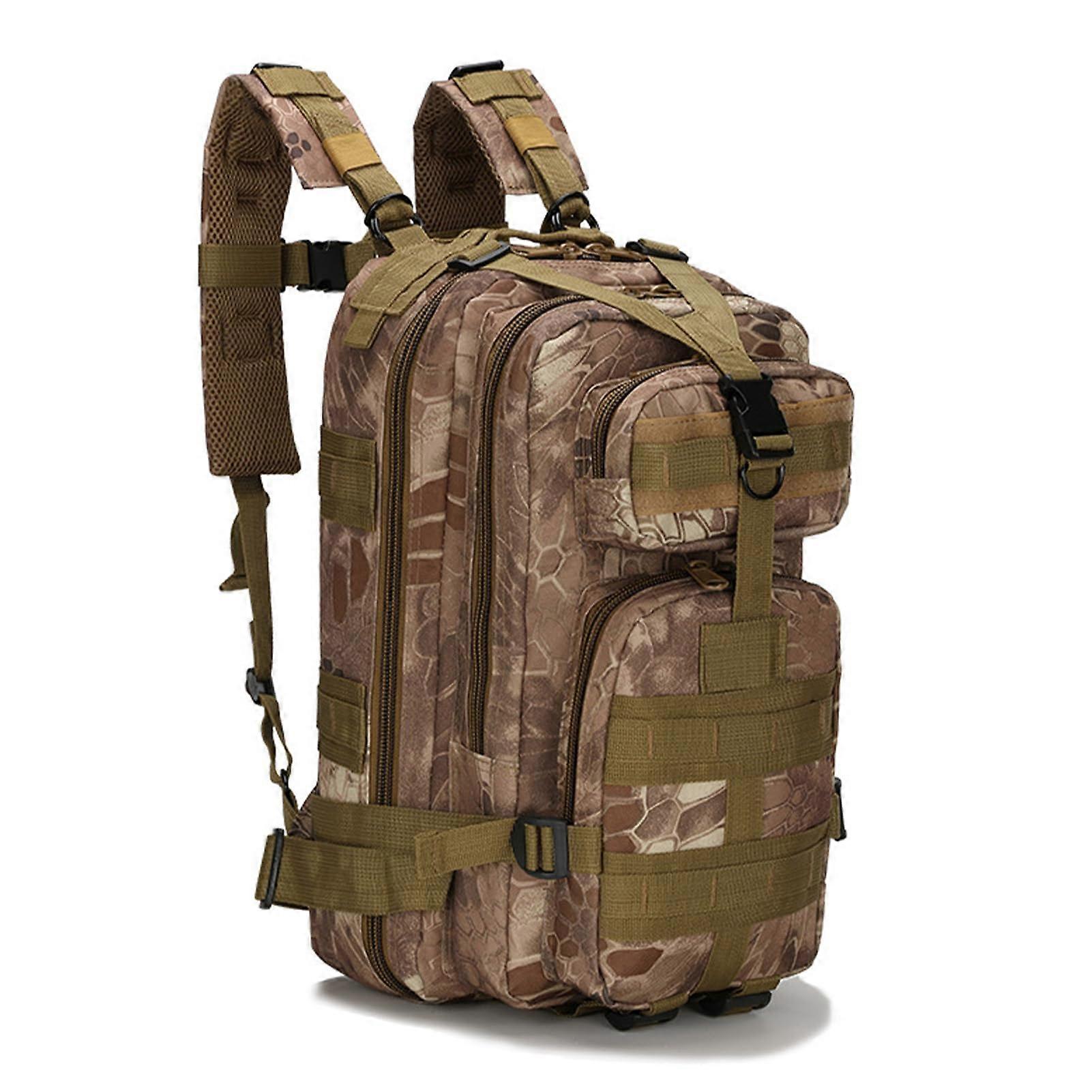 Camouflage Hiking Backpack 35-Liter Capacity Outdoor Sport Rucksack with Multiple Pockets Python Mud Color