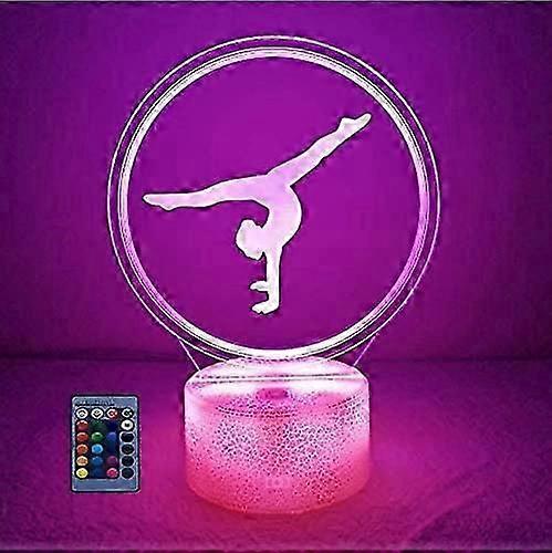Creative Artistic Gymnastics 3D Night Light USB Powered Touch Switch Remote Control LED Decor Optical Illusion 3D Lamp 7/16 Colors Changing Brithday C