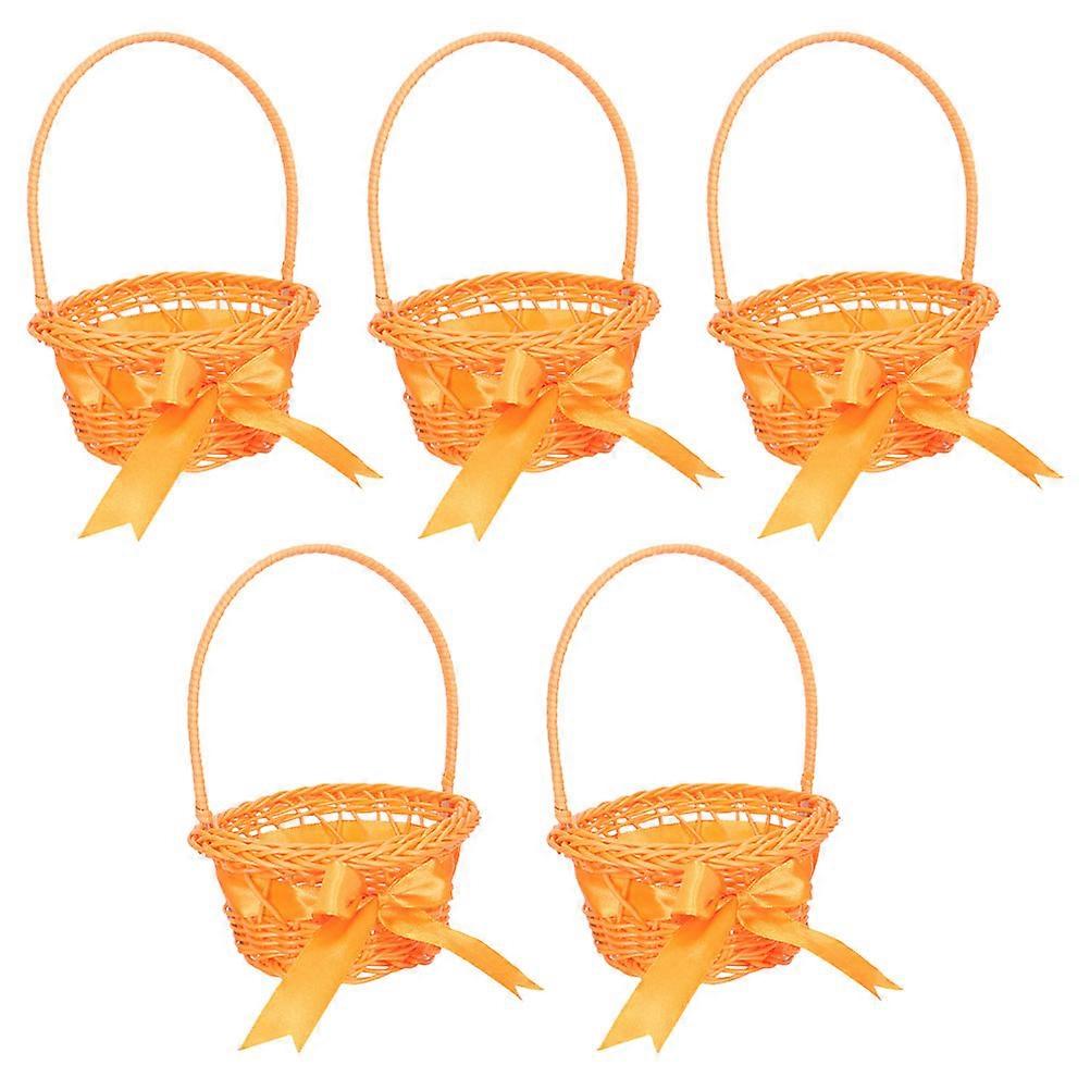 Wedding Small Basket Handheld Baskets Plastic 12X11CM Round Simple Design 5Pcs