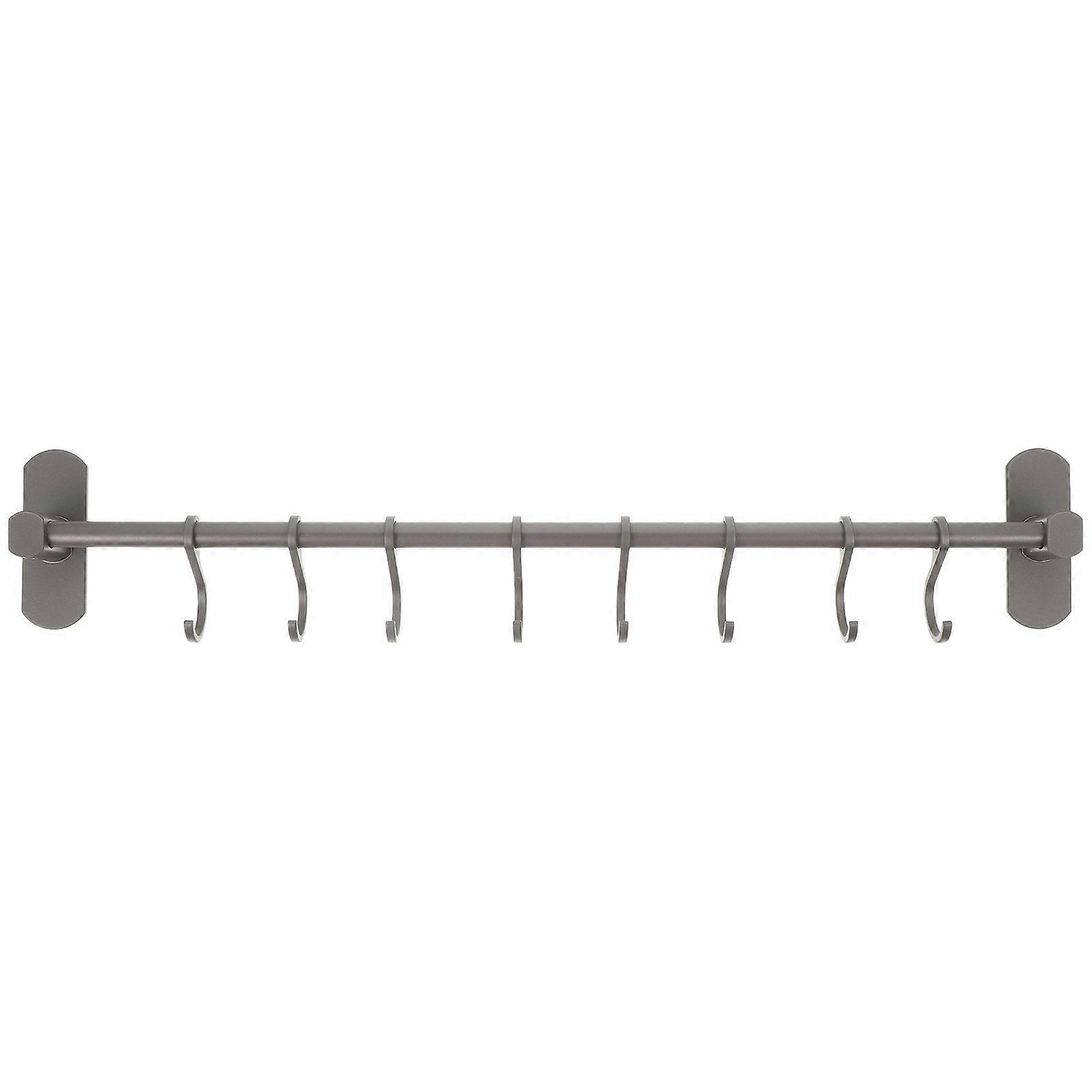Home Storage Rack Multifunctional Kitchenware Kitchen Rack Row Hook Space-saving Towel Holder Grey 49.5X8.5X4CM 1Pack