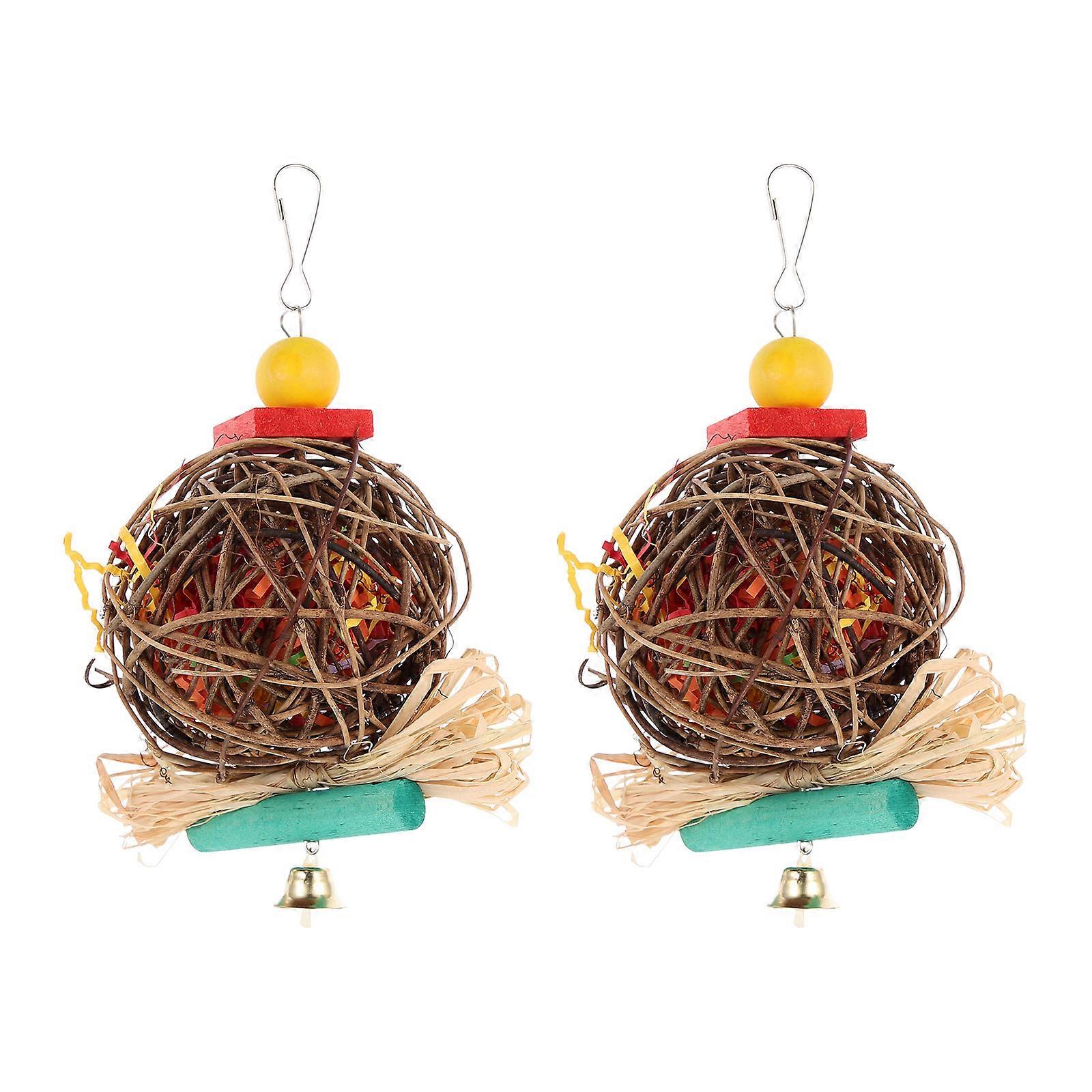 Chew Toys for Parrot Rattan Ball Physical Activities Pet Owners 2Pcs