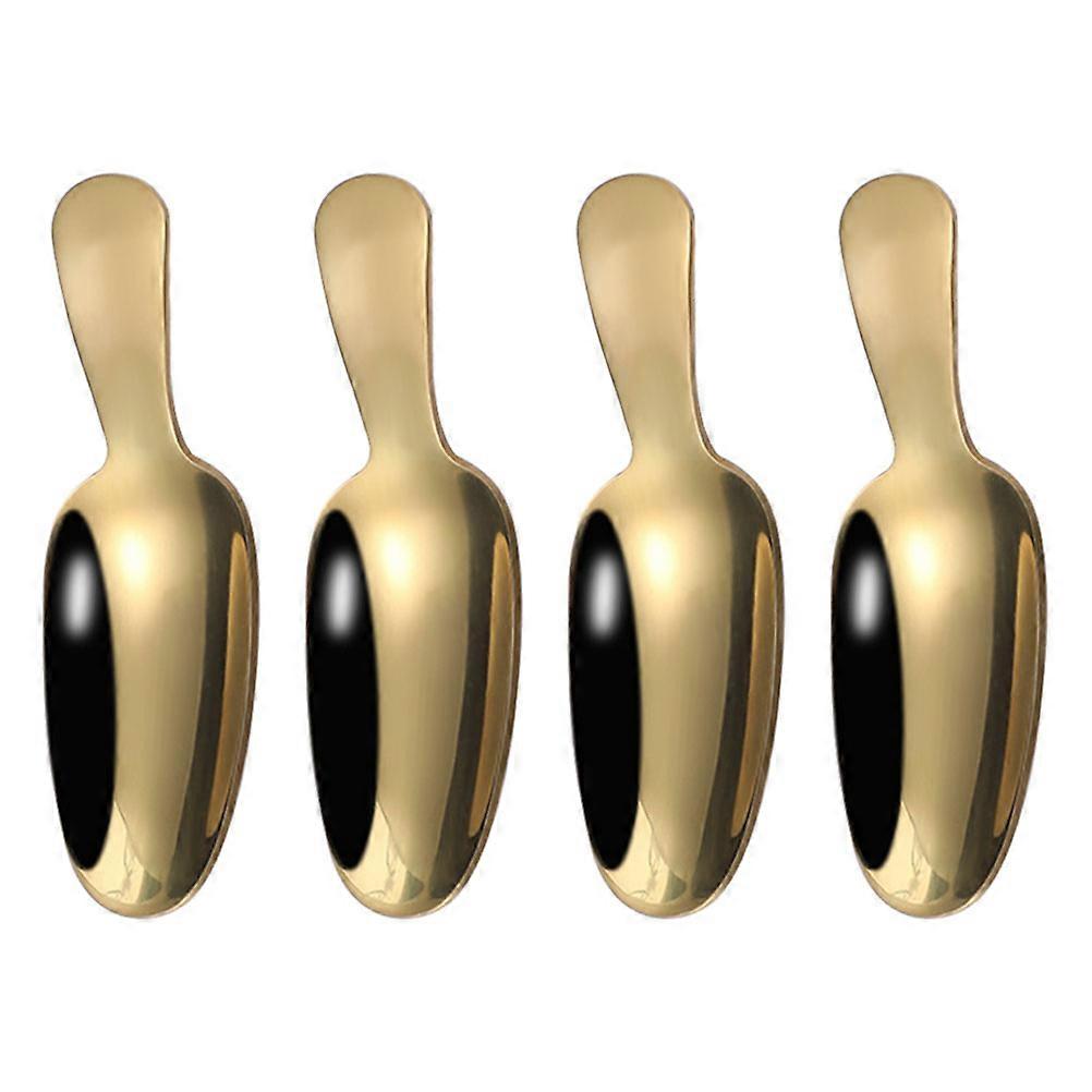 4pcs Gold Short Handle Dessert Spoons, Tea & Ice Cream Scoops, Comfortable Grip, Easy to Clean, for Home, Office, Tea Shop Use