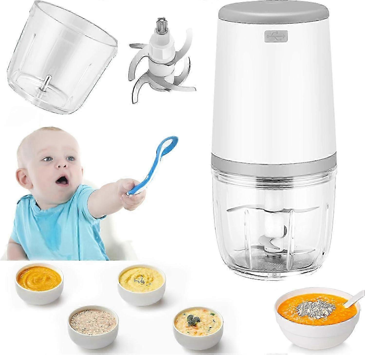 ベビー用ミニブレンダー、ミニフードプロセッサー、300mlベビーブレンダー、ミニ電動チョッパー、USB充電式ミニフードプロセッサー、キッズ用電動ブレンダー