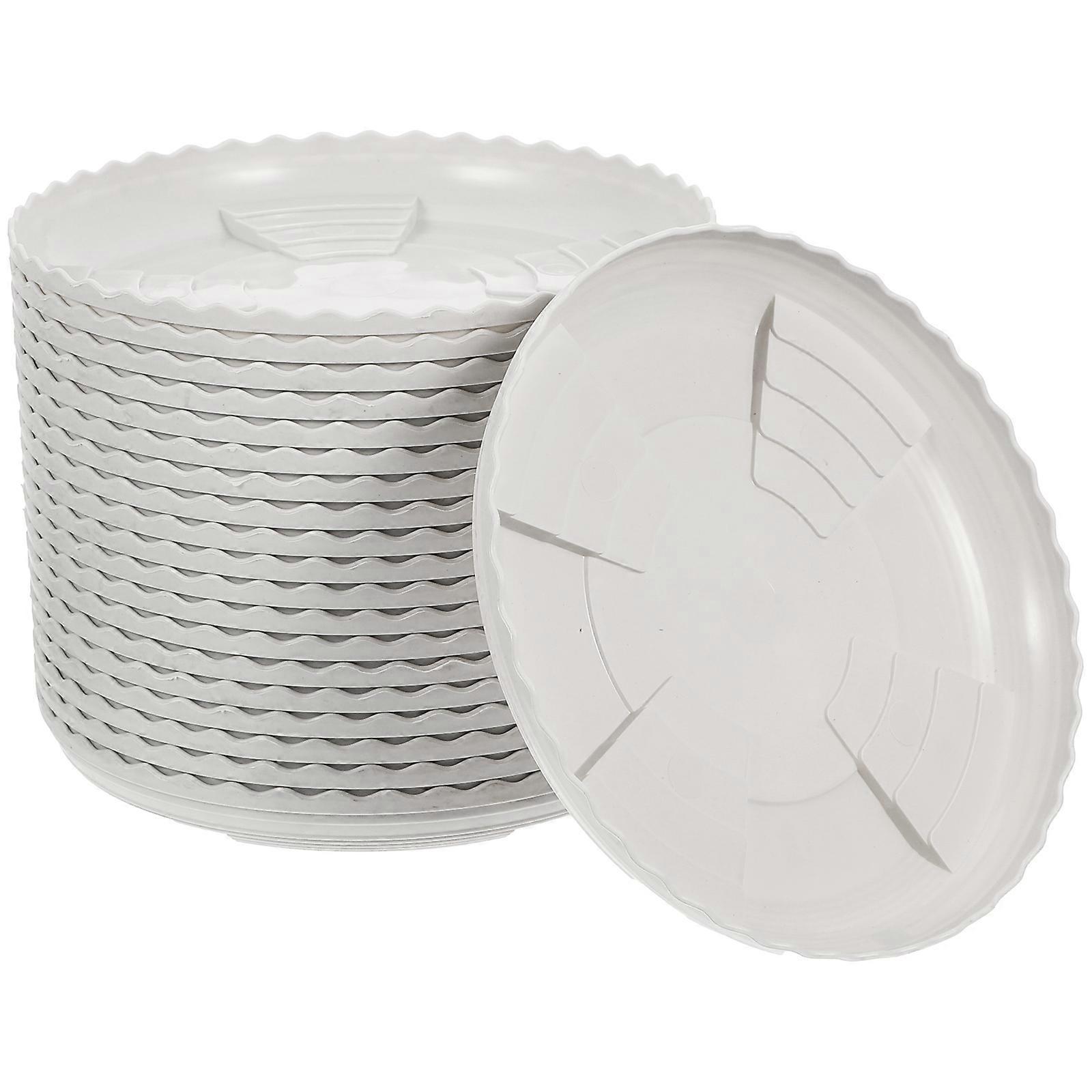 Pot Drainage Tray Plant Saucer For Gardening Gardeners Use Round Shape White Color Metal Material Containment 20Pcs