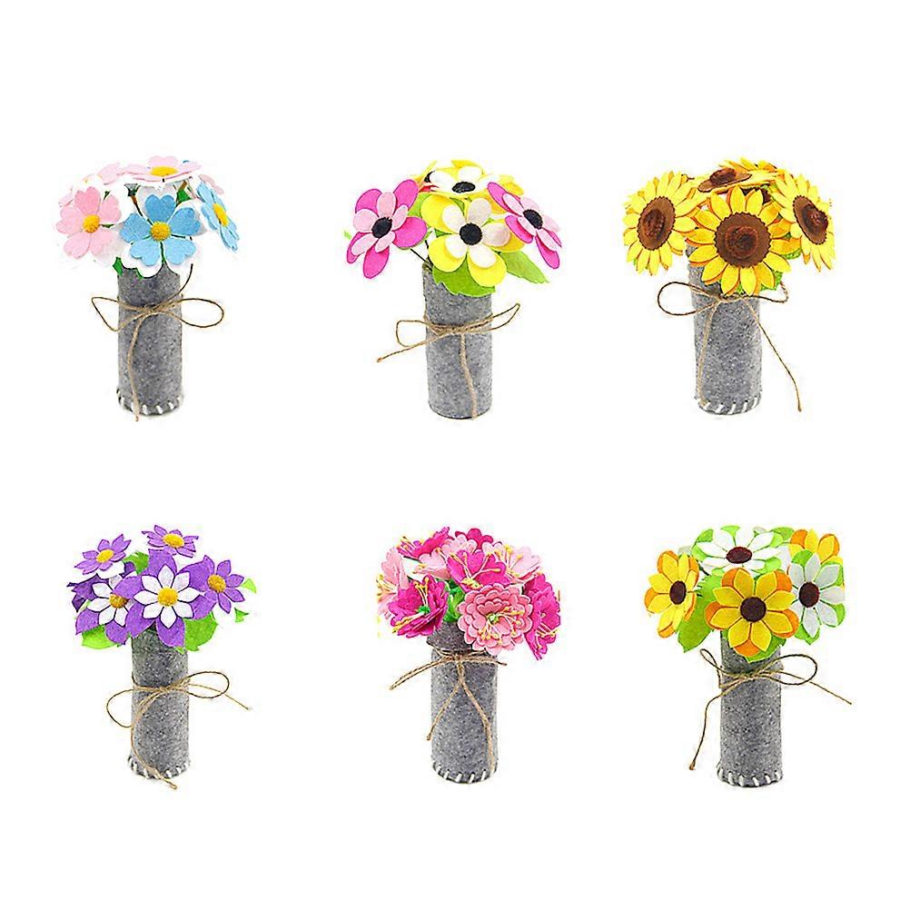 Kids Flower Kit Diy Flower Bouquet Kit Nonwovens Home Use Children Multi 21x12.5x12.5cm Cognitive Ability Development 3Pack