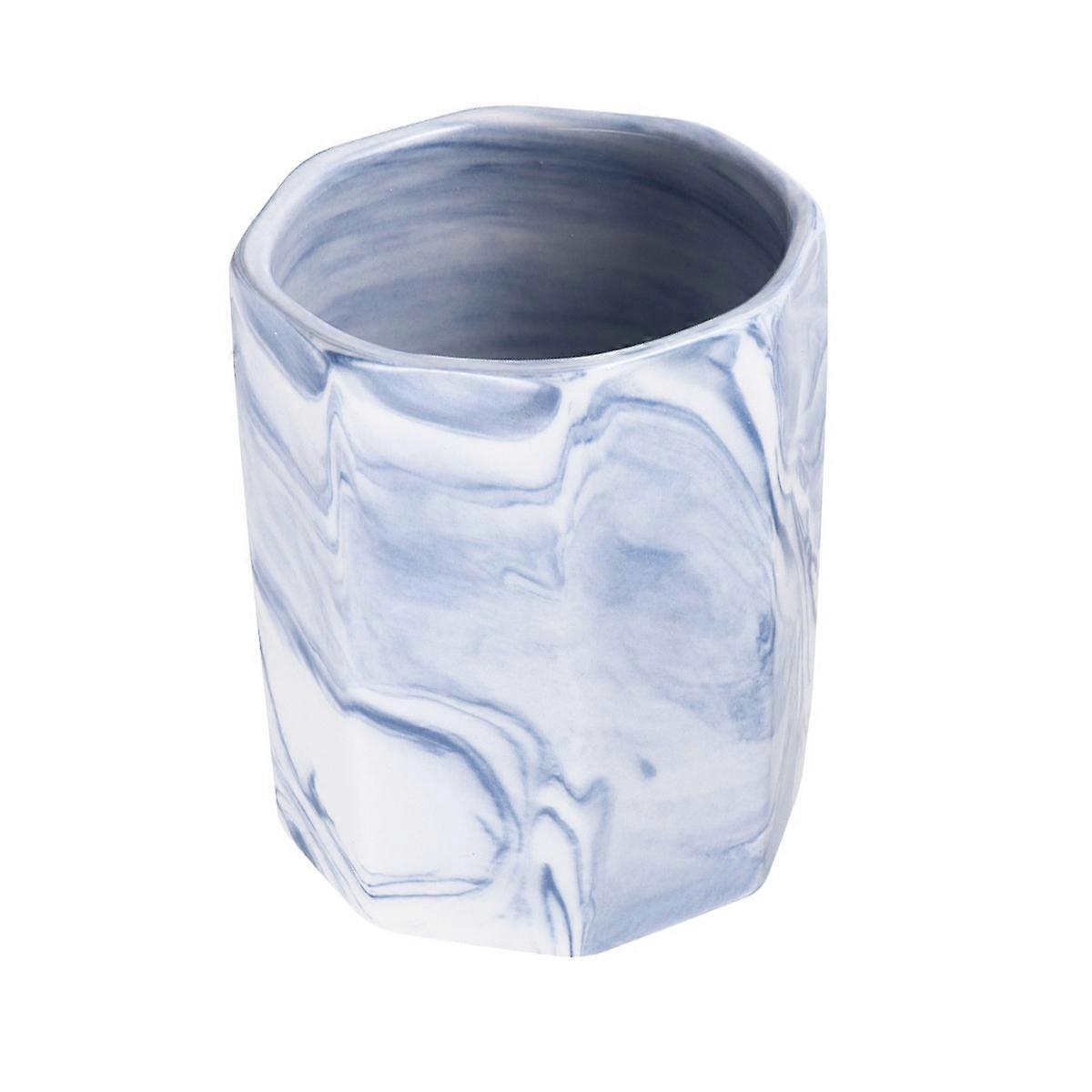 Pen Pencil Holder Octangular Ceramic Makeup Brush Container Desk Organizer Blue 8*8*9.5cm Stationery Organization 1Pack