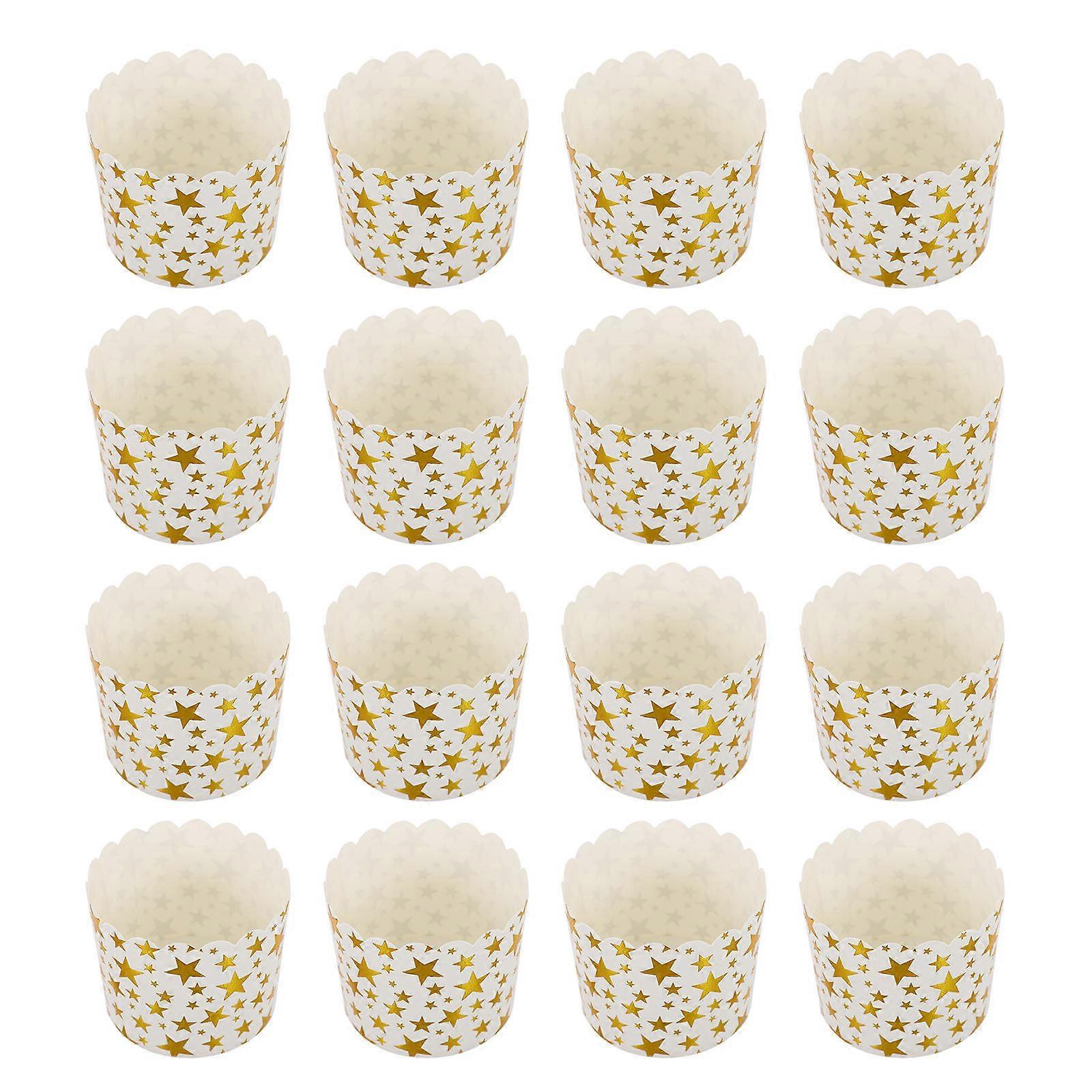 أكواب كب كيك الخبز كوب مافن ورقي على شكل نجمة ذهبية تخزين 50 قطعة
