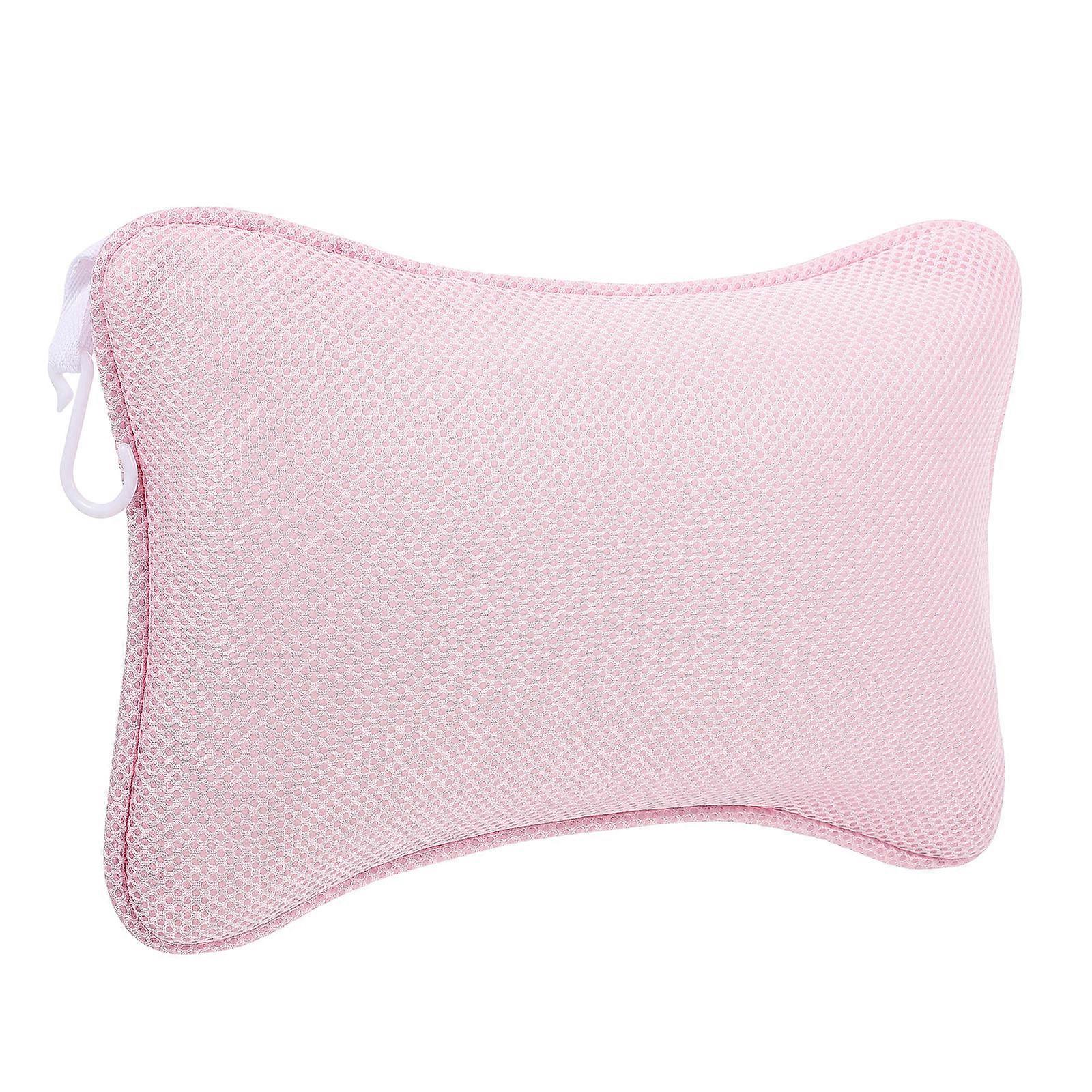 Spa Bath Pillow for Bathtubs Bone Shape Mesh Structure Pink 30.00X20.00X7.00CM Head Support 1Pc
