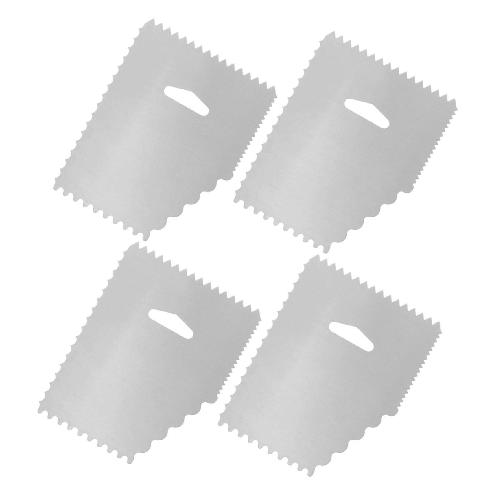 Set of 4 Cake Scraper Cake Leveler Cake Combs Aluminium Alloy Silver