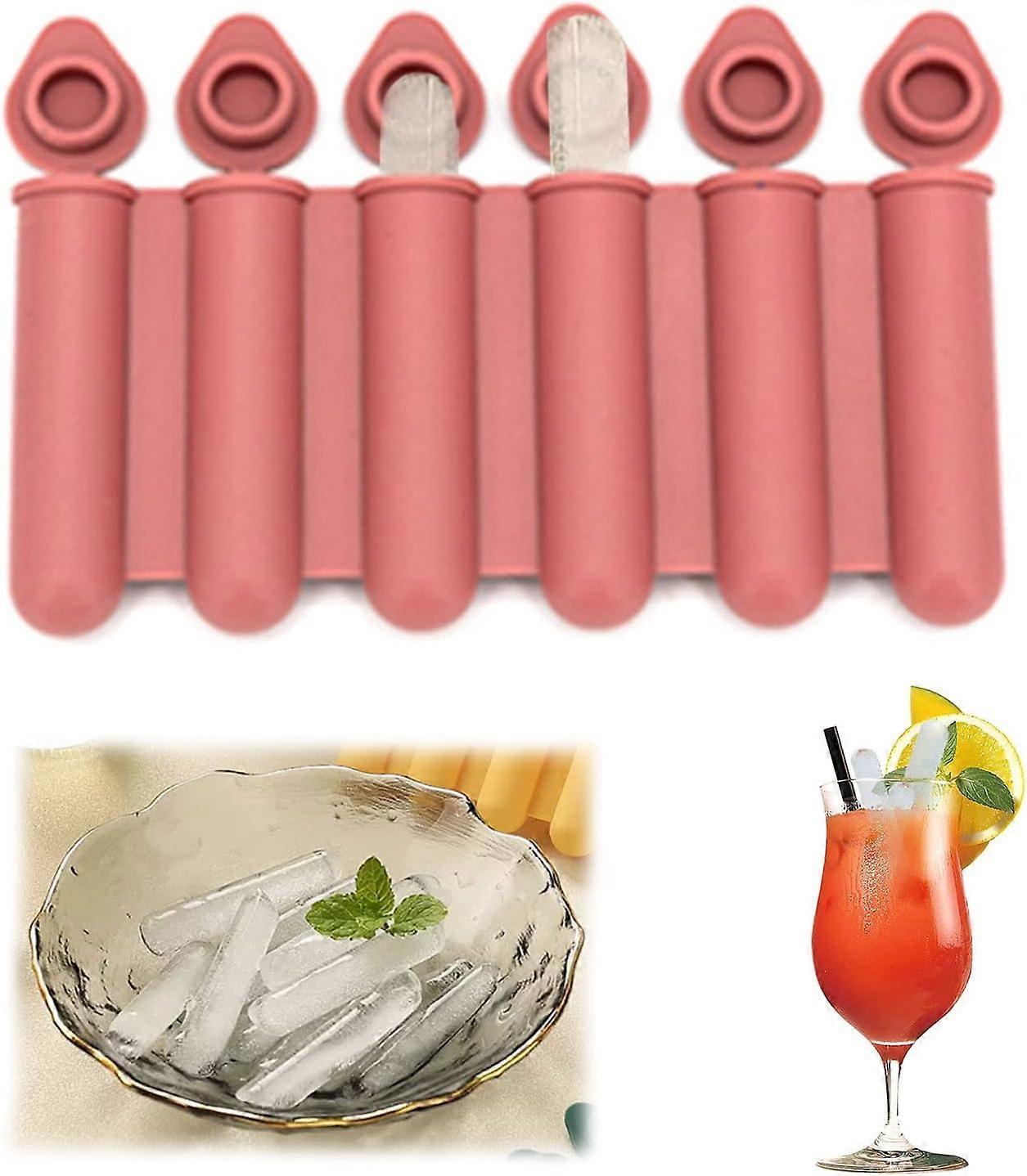 Silicone Mini Ice Cube Molds with Lids, Slim and Long, Easy to Push and Pop, Make 6 Water Bottles