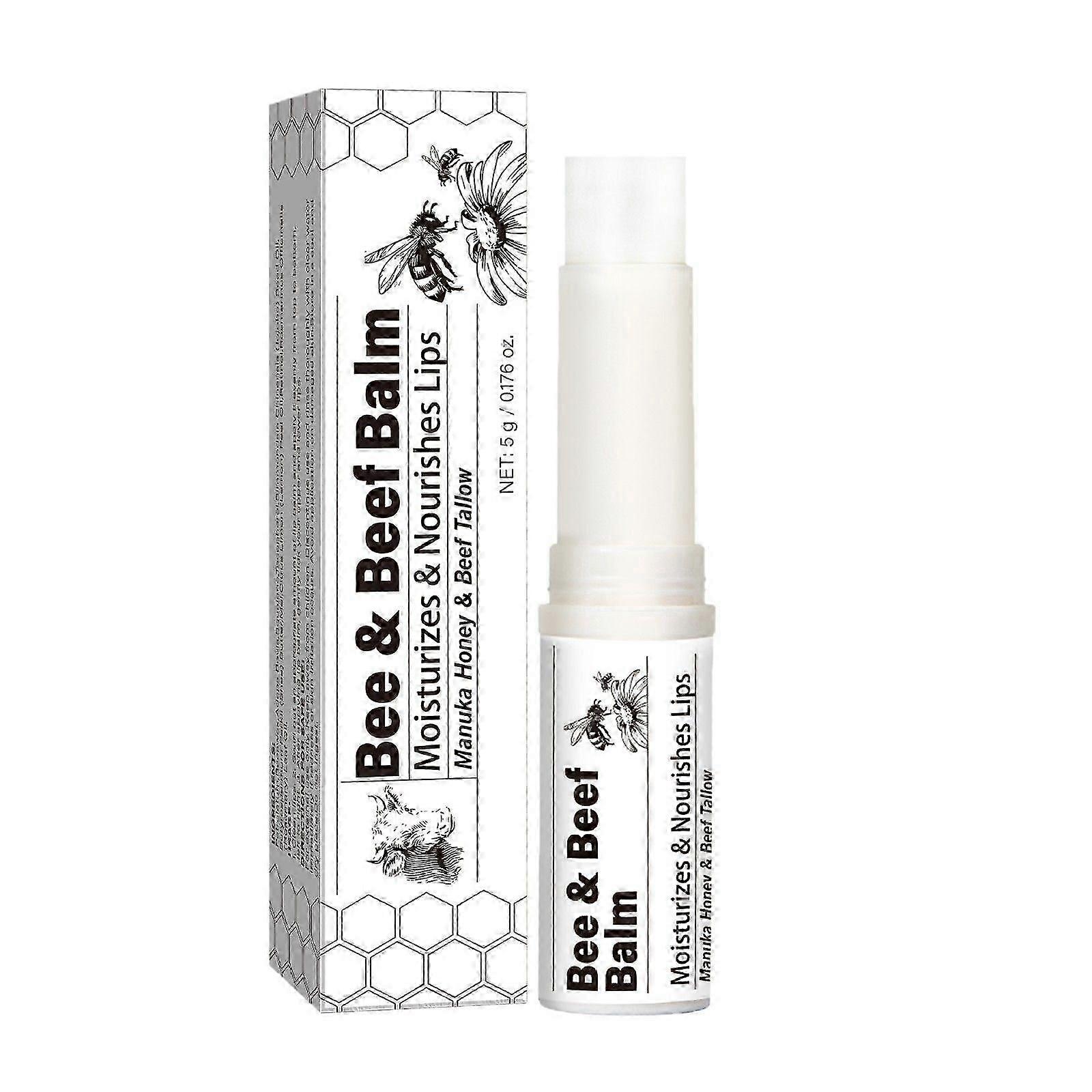 Beef Tallow Lip Balm Natural Tallow Beeswax Lip Balm Hydrating Moisturizer Grass-Fed Beef Tallow Lip Balm Soothes Chapped, Dry Lips, Sensitive Skin