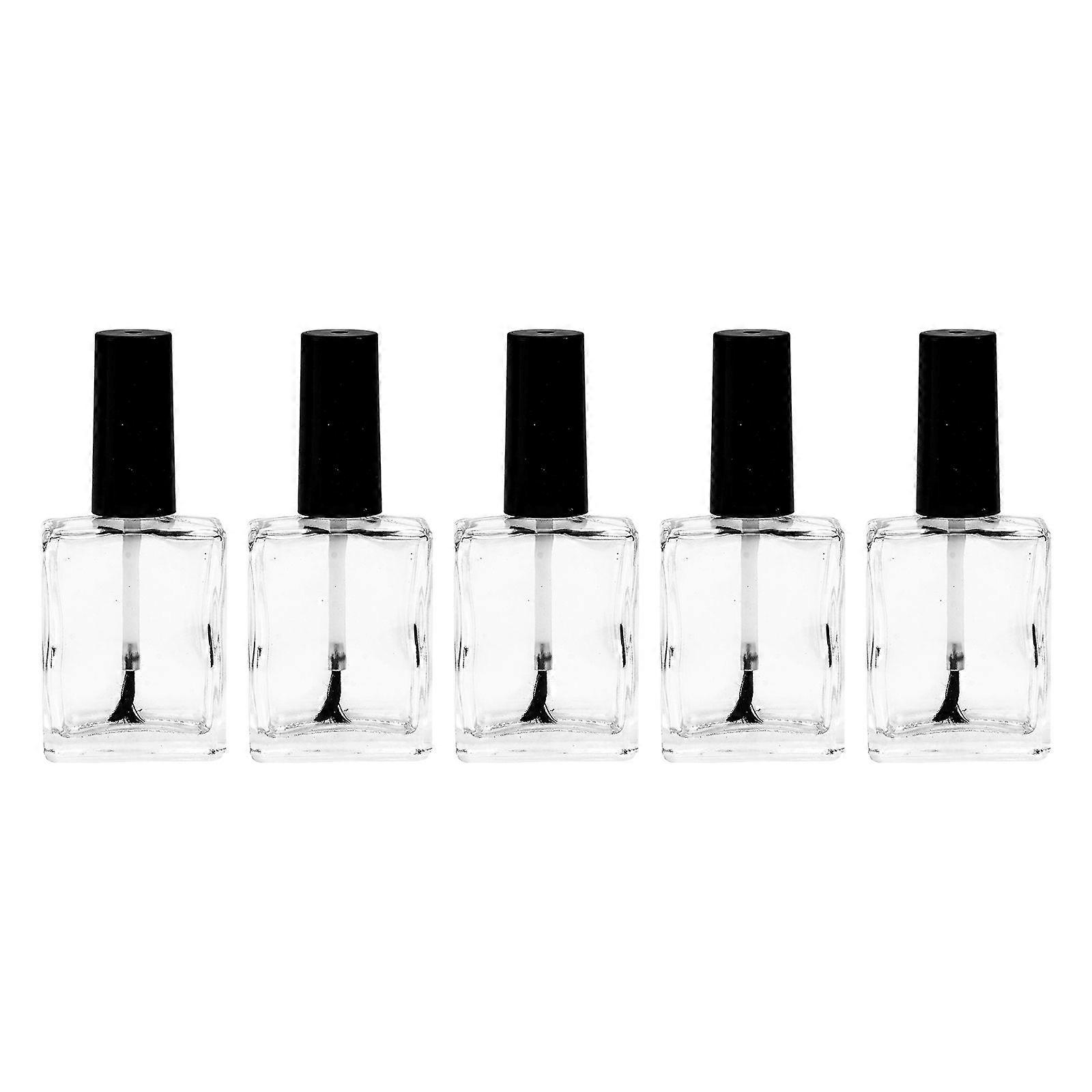 5pcs/pack 15ml Empty Nail Polish Bottle with Brush Inside Clear Nail Polish Container Bottles