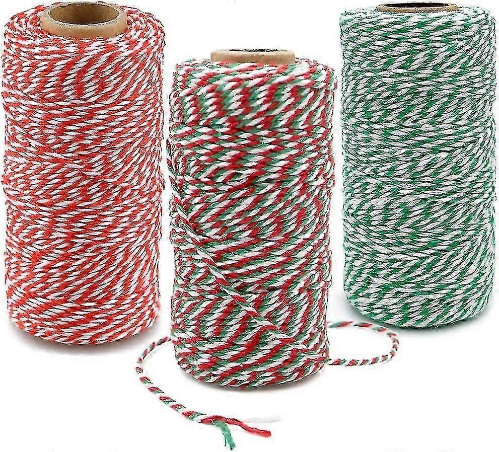 100 متر خيوط حمراء وبيضاء سلسلة عيد الميلاد الأحمر خيوط عيد الميلاد خيوط القطن دائم للخبز ، الجزارين ، الحرف اليدوية ، تغليف هدايا عيد الميلاد الملونة 3