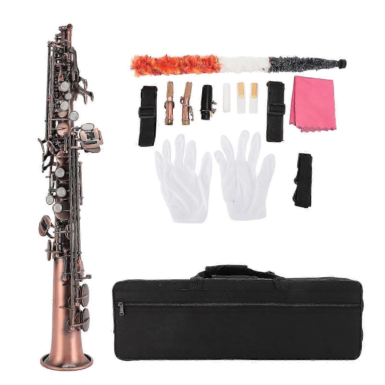Soprano Saxophone Double Bend Copper Straight B Flat Soprano Sax For Practice Performance