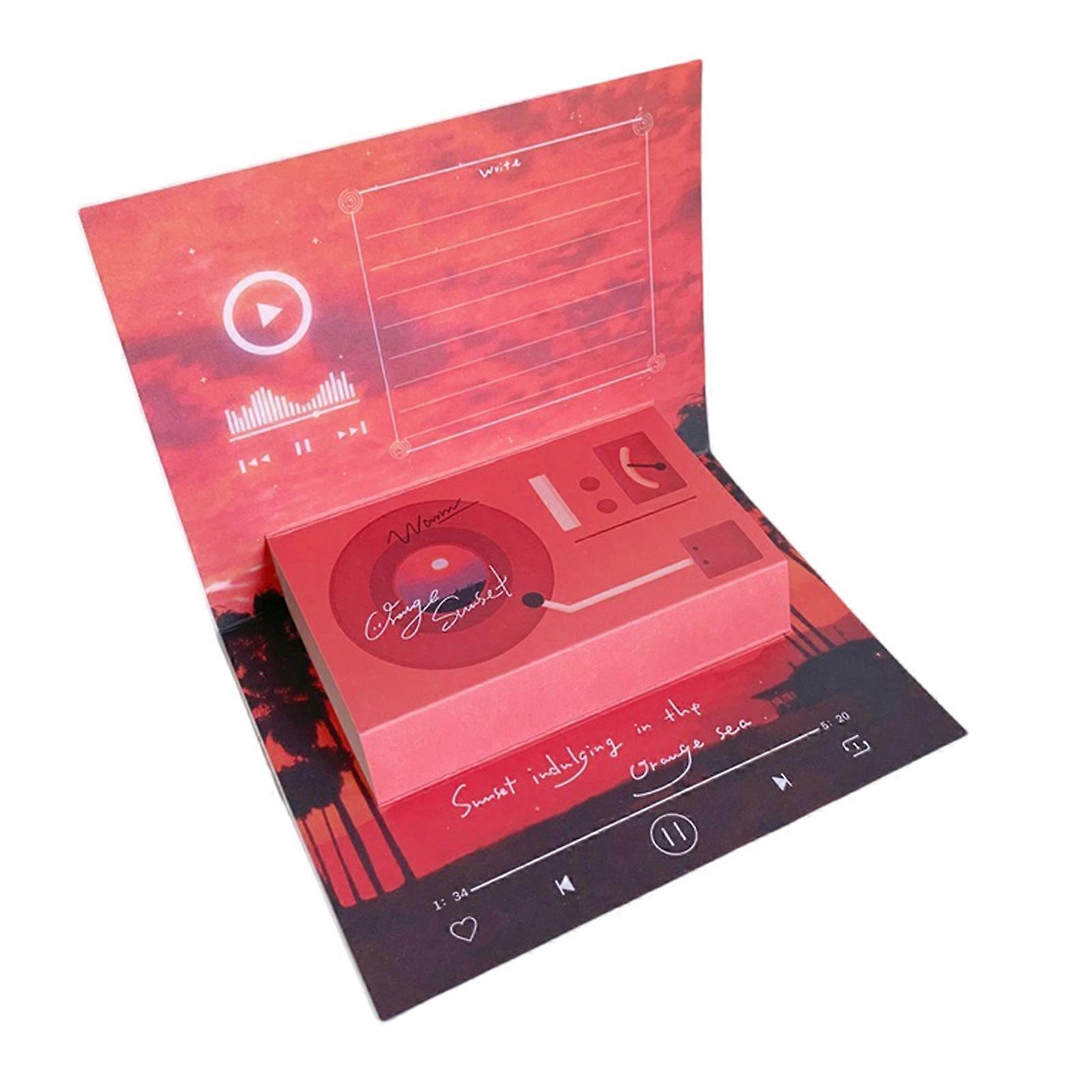 Popup Greeting Card With Phonograph Sound Chip Shape Party Invitation Card Blessing Card for Valentines Day Multicolor