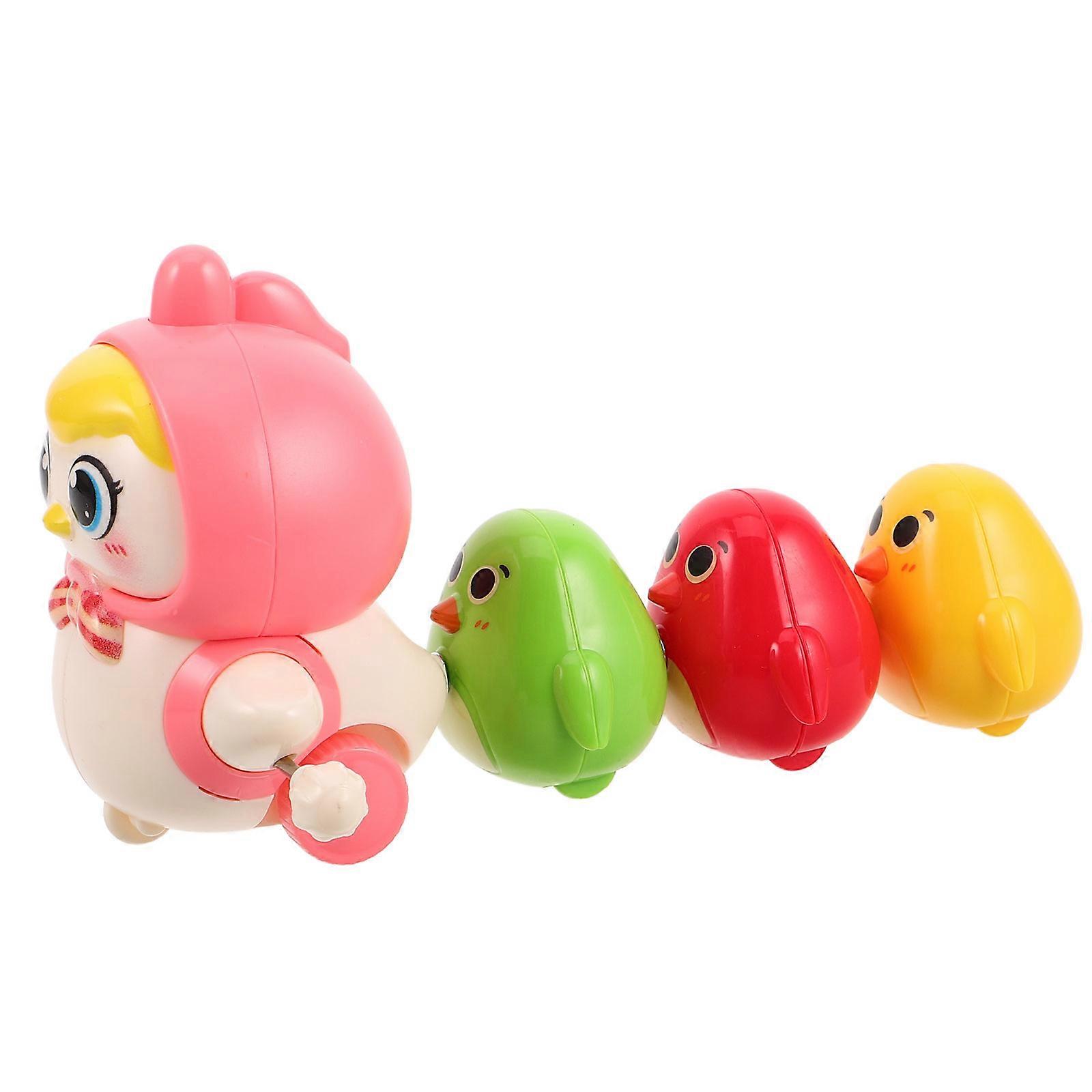 Easter Wind Up Chicken and Chicks Set Clockwork Action Crawling Companion & Swinging Educational Toy for Early Learning Fun