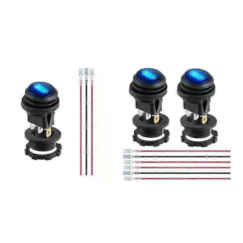 Blue LED 12V 20A Car Boat ON/OFF Round Waterproof Toggle Button