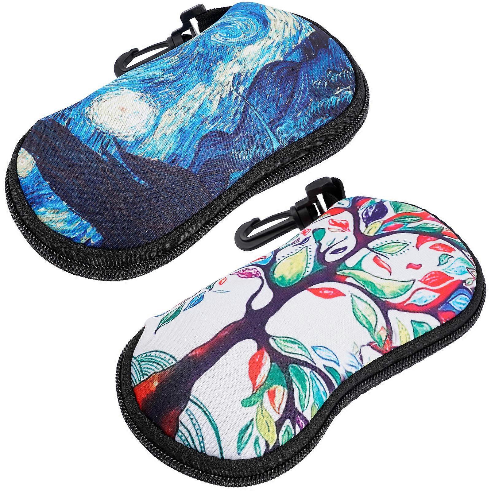 Eyewear Travel Case Neoprene Sunglasses Pouch Compact 18x10cm Scratch Resistant 2Pcs