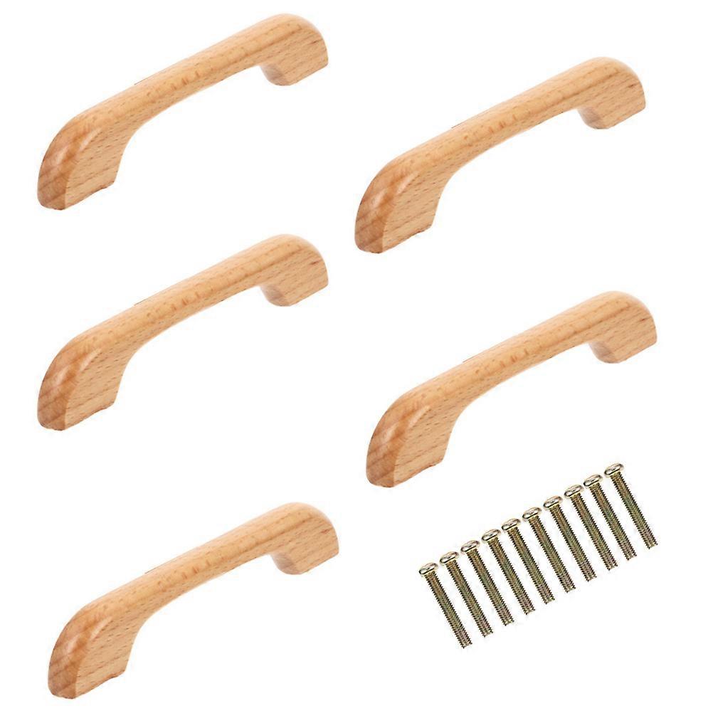 5pcs Kitchen Cabinet Furniture Handle Solid Wooden Cabinet Handles with 10 Screws