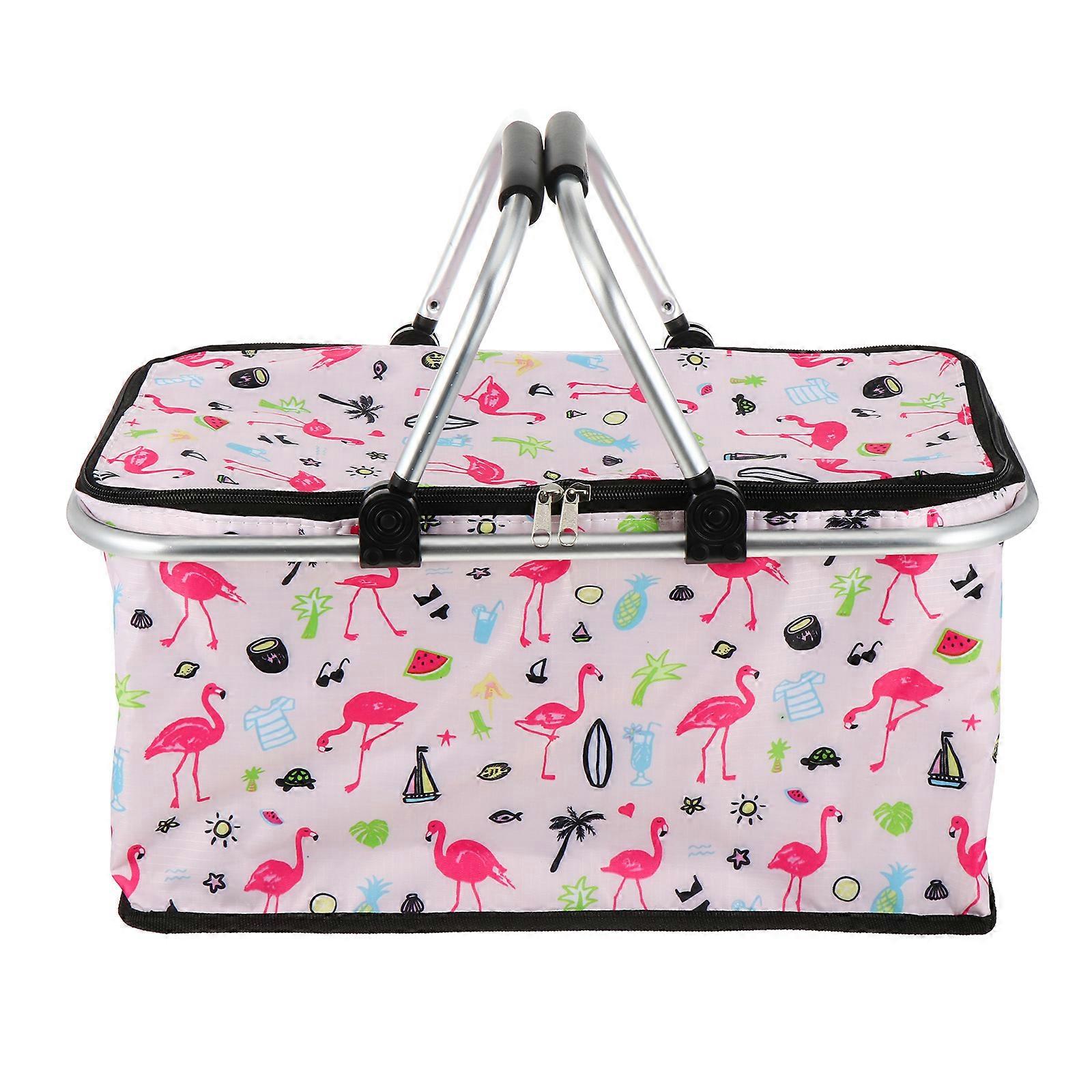Insulation Lunch Basket Waterproof Traveling Bag Oxford Cloth 30L Capacity Foldable 1Set