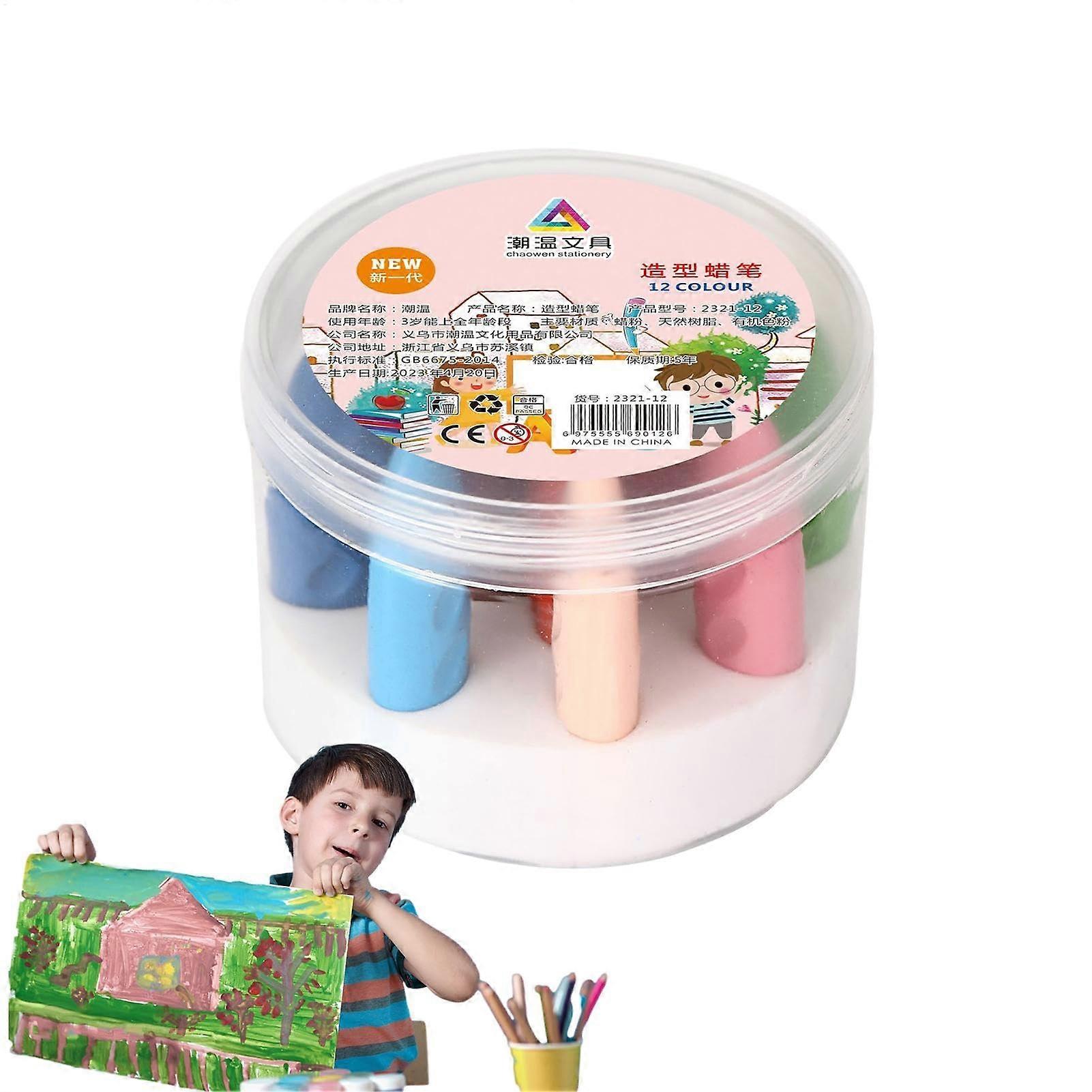 Easy Grip Pencils, 可水洗幼儿艺术工具,耐用的土坚果形状,12 种颜色
