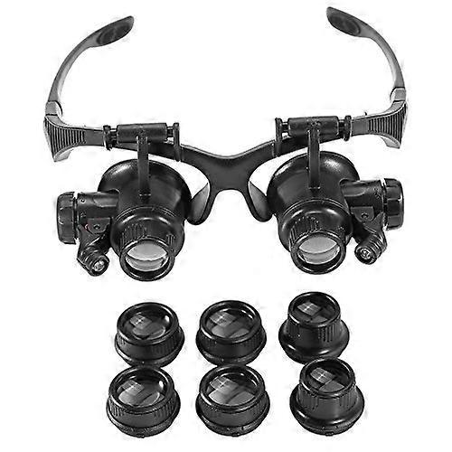 LED Magnifying Glasses with 2 LEDs, 4 Lenses, Adjustable Light for Jewelers, Crafts