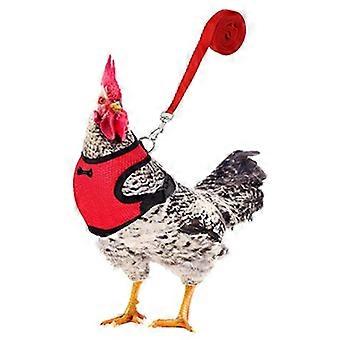 Adjustable Chicken Harness Leash Breathable Hen Pet Vest with 3.6 Feet Matching Belt Outdoor Training Traction Rope for Pets Duck Goose Red L