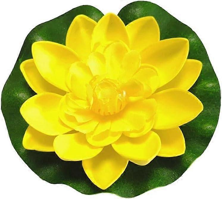 ZENGO 2PCS Artificial Floating Foam Lotus Flower ,Lifelike Pond Pool Lotus Ornaments,Realistic Ornament for Home Garden Pond Aquarium Decor(Yellow)