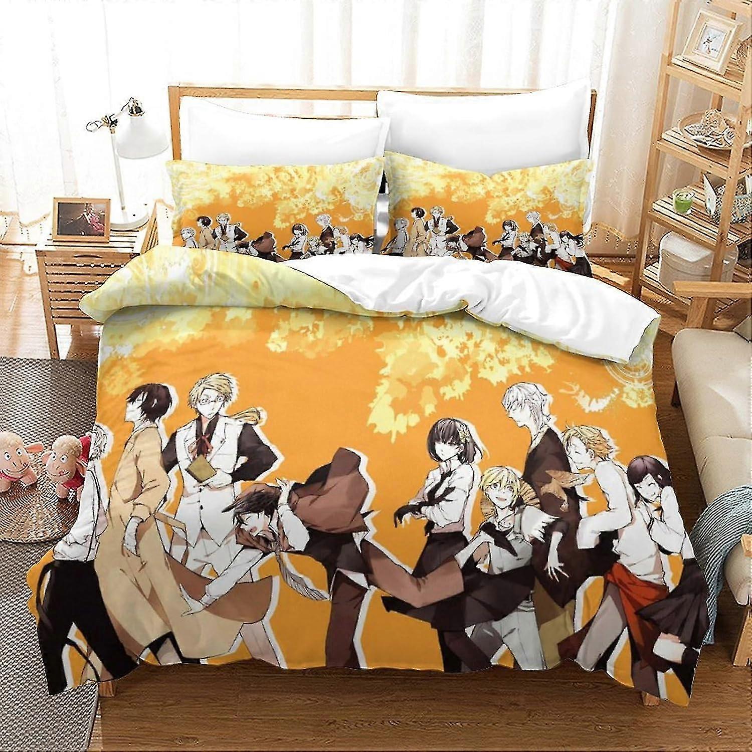 Anime Characters Bedding Duvet Cover Set Soft Microfiber Quilt Cover Set with Zipper Closure and Pillow Shams for Kids