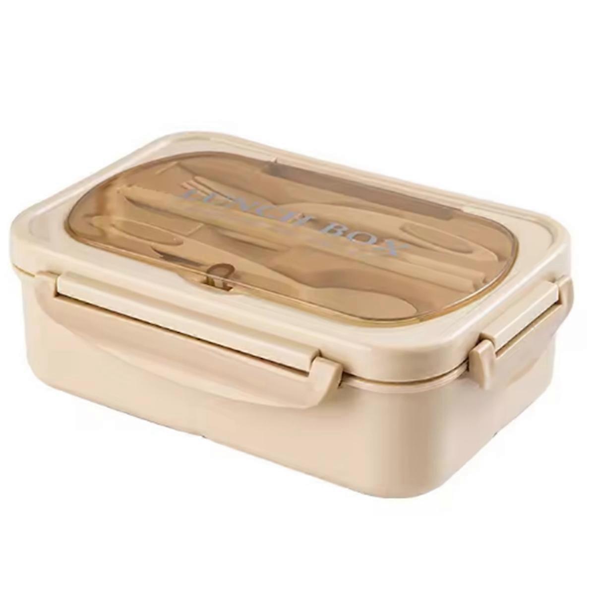 Lunch Box with Tableware for Office Workers Square Divided Microwave Oven Bento Box Leakproof Conta