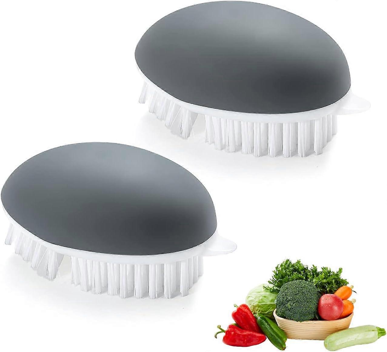 2pc Vegetable Brush with Pea Remover, Non-slip Handle, Vegetable Brush