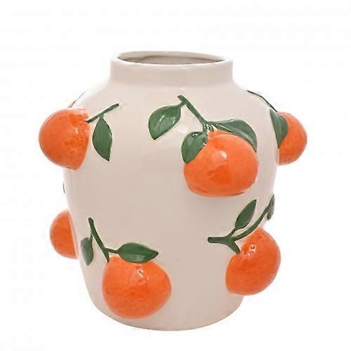 Hestia 23cm White Vase With Oranges