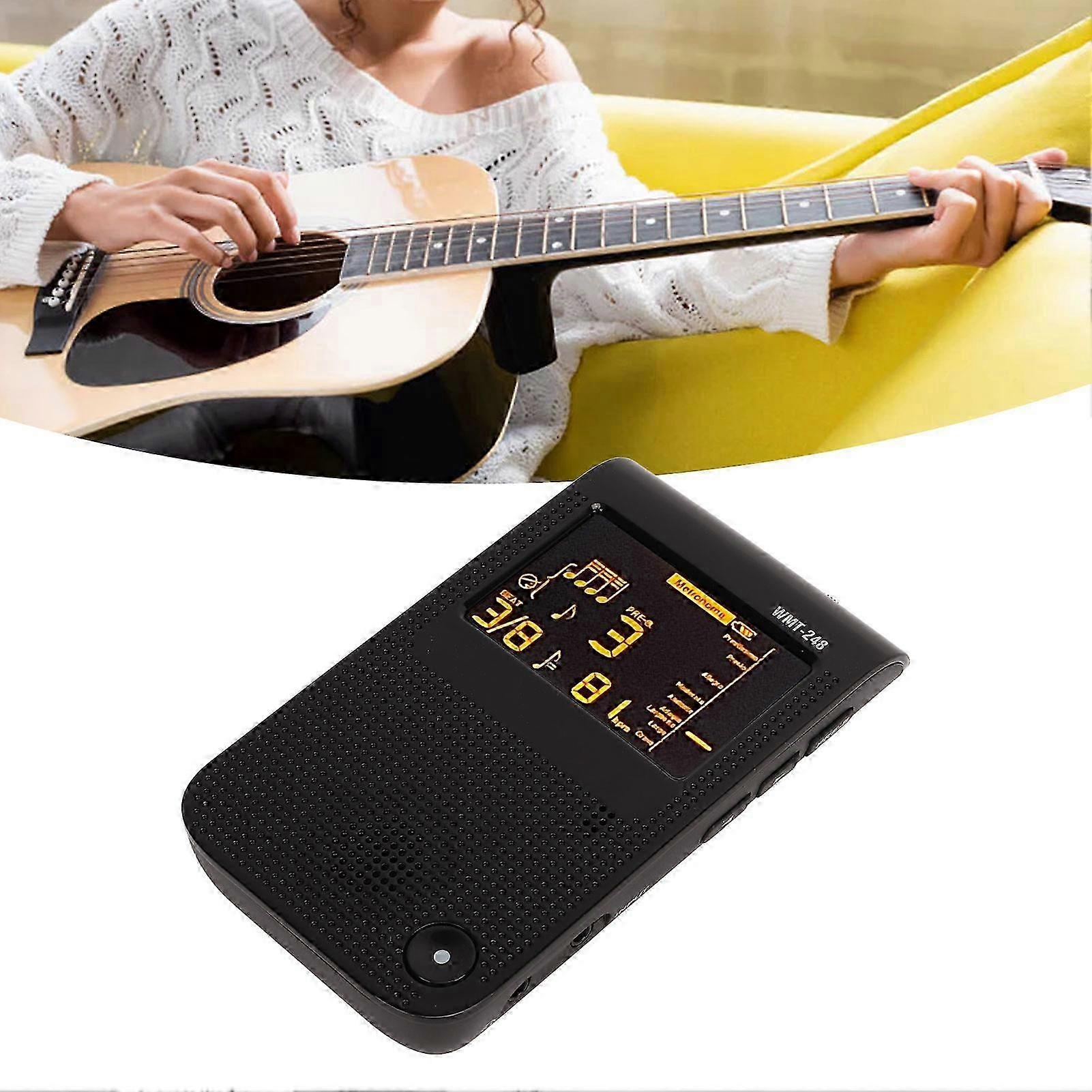 3-in-1 USB wiederaufladbarer Metronom Tuner & Tone Generator - universelles digitales Gerät für alle Instrumente in schwarzer Farbe