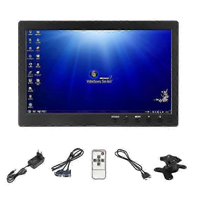 2025 Podofo 10.1" LCD HD Monitor Mini TV & Computer Speaker HDMI VGA Display Color Screen Car Backup Camera & Home Security System