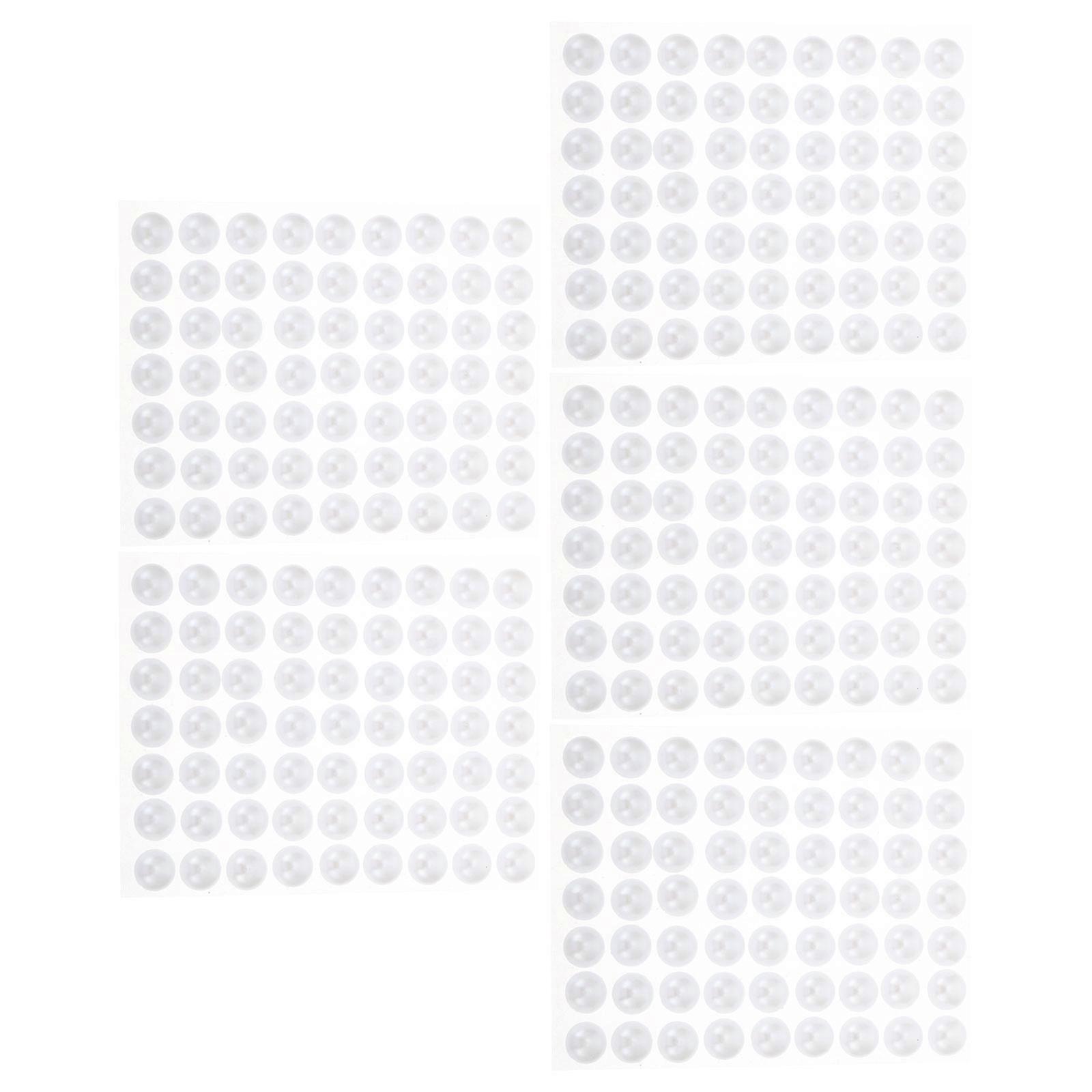 DIY Craft Stickers Pearl Decals White 1X1cm Self-Adhesive Nail Art 5 Sheets
