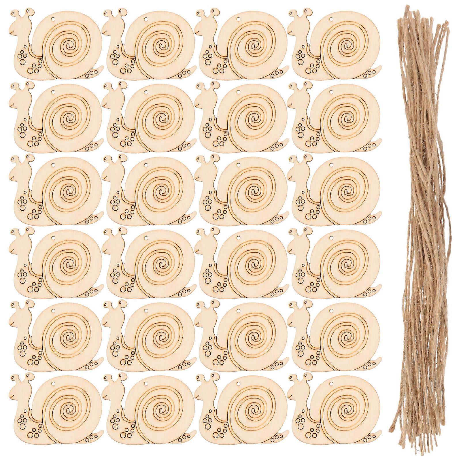 DIY Unfinished Wooden Cutouts Snail Shape Crafts for Painting Light Yellow 50 Sets