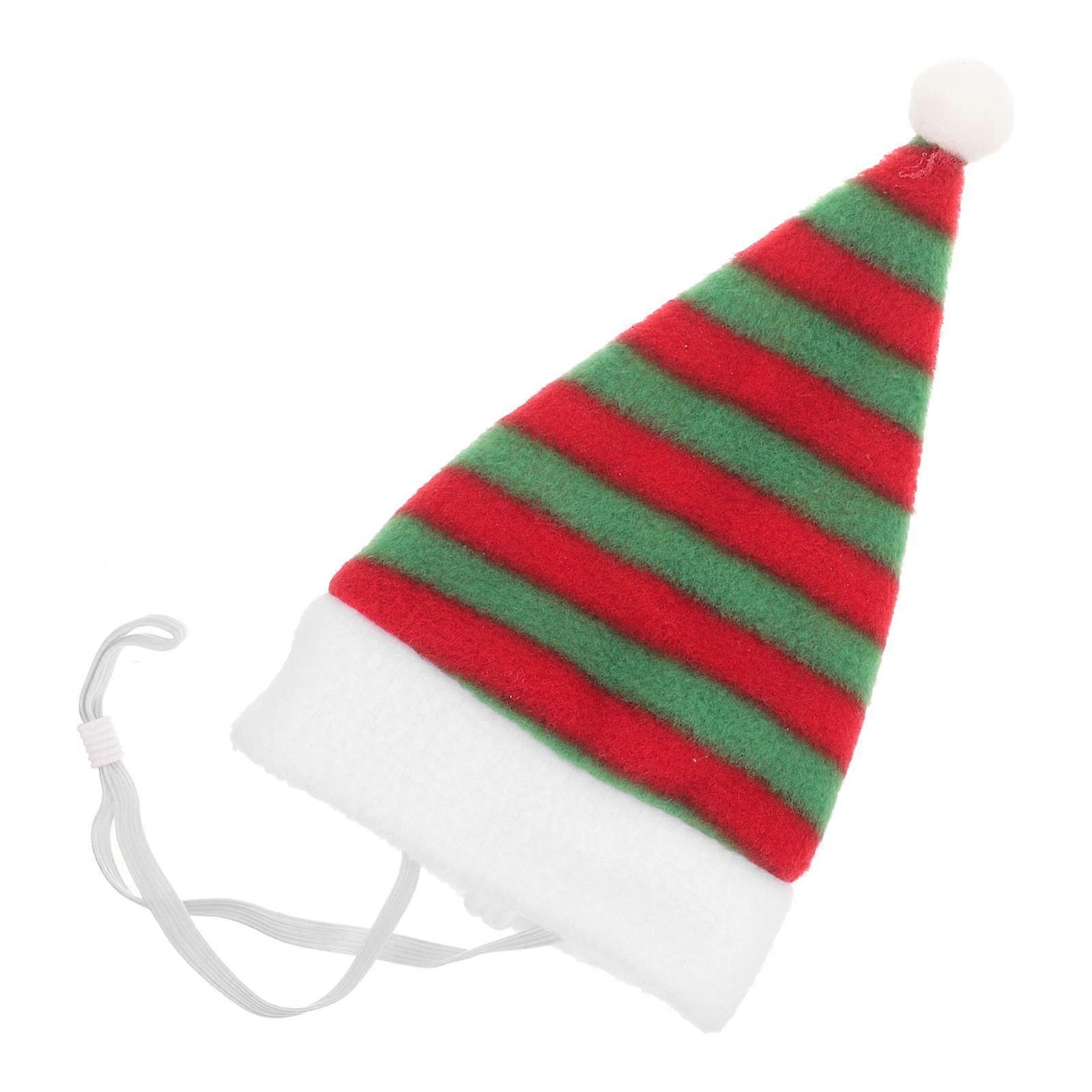 Christmas Themed Lightweight Pet Headgear Red Green Striped Cap for Cats and Dogs Festive Holiday Party Accessory Comfortable Durable