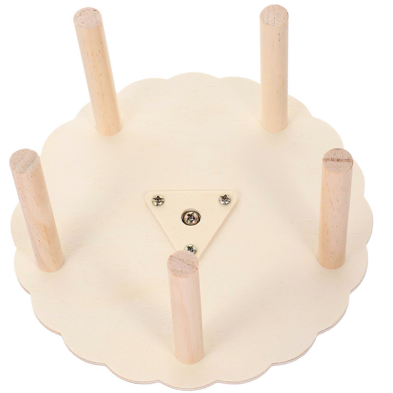 Wooden Rotating Perch Stand for Birds Light Yellow Toy for Small Parrots to Play and Rest 7.8 Inches