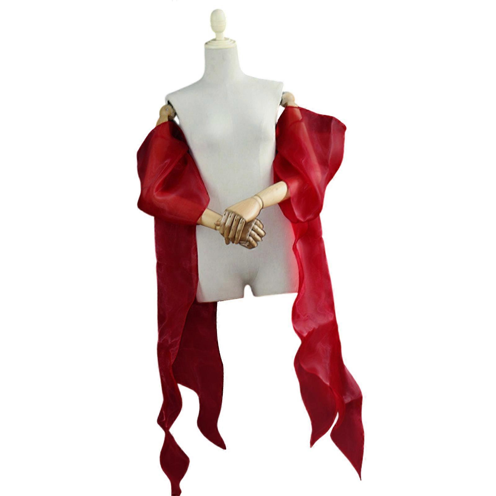 Bridal Sleeves Seethrough Sheer Detachable Arm Covers Decorative Trailing Floating Sleeves For Bride Photography Props Wine Red