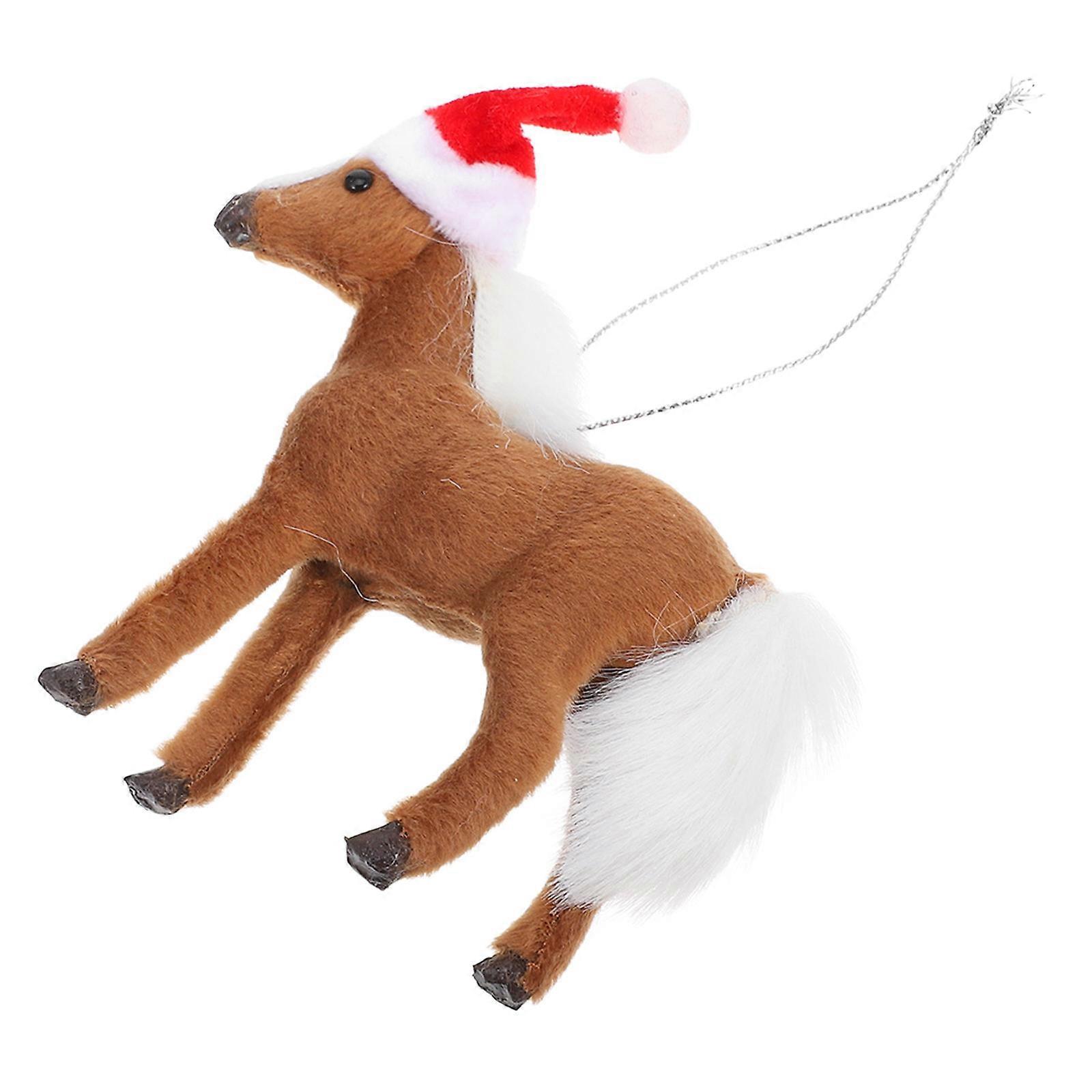 Creative Horse Hanging Ornaments Mini Christmas Tree Decoration 4.3×3.9×1.2in Plastic Material Tabletop Decoration 1Set