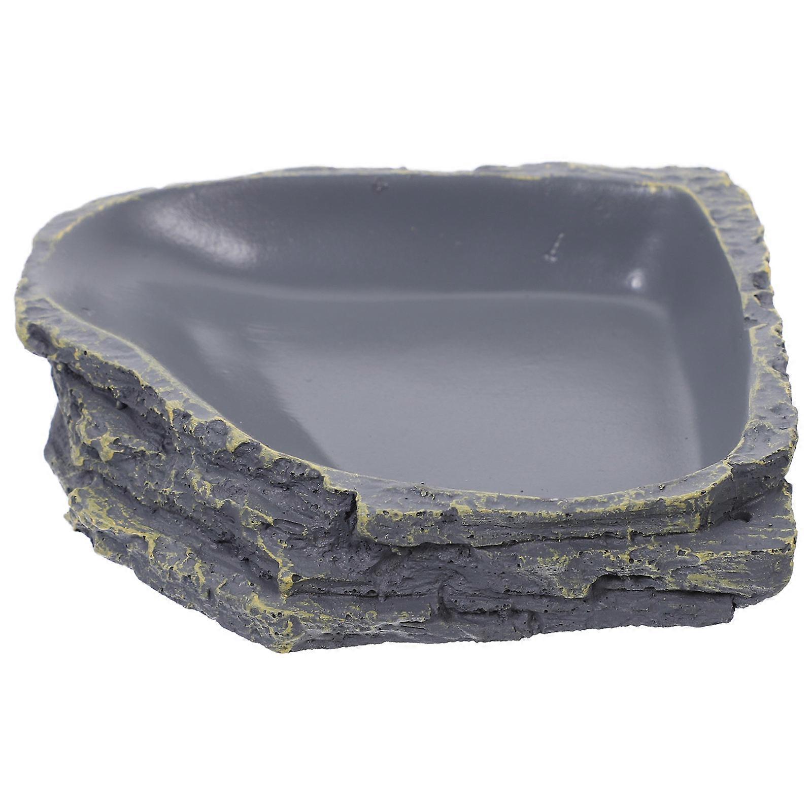 Durable Resin Reptile Feeding Bowl Rock Shape Food & Water Dish for Tortoises, Geckos, and Lizards – Natural Design for Safe Pet Food Storage and