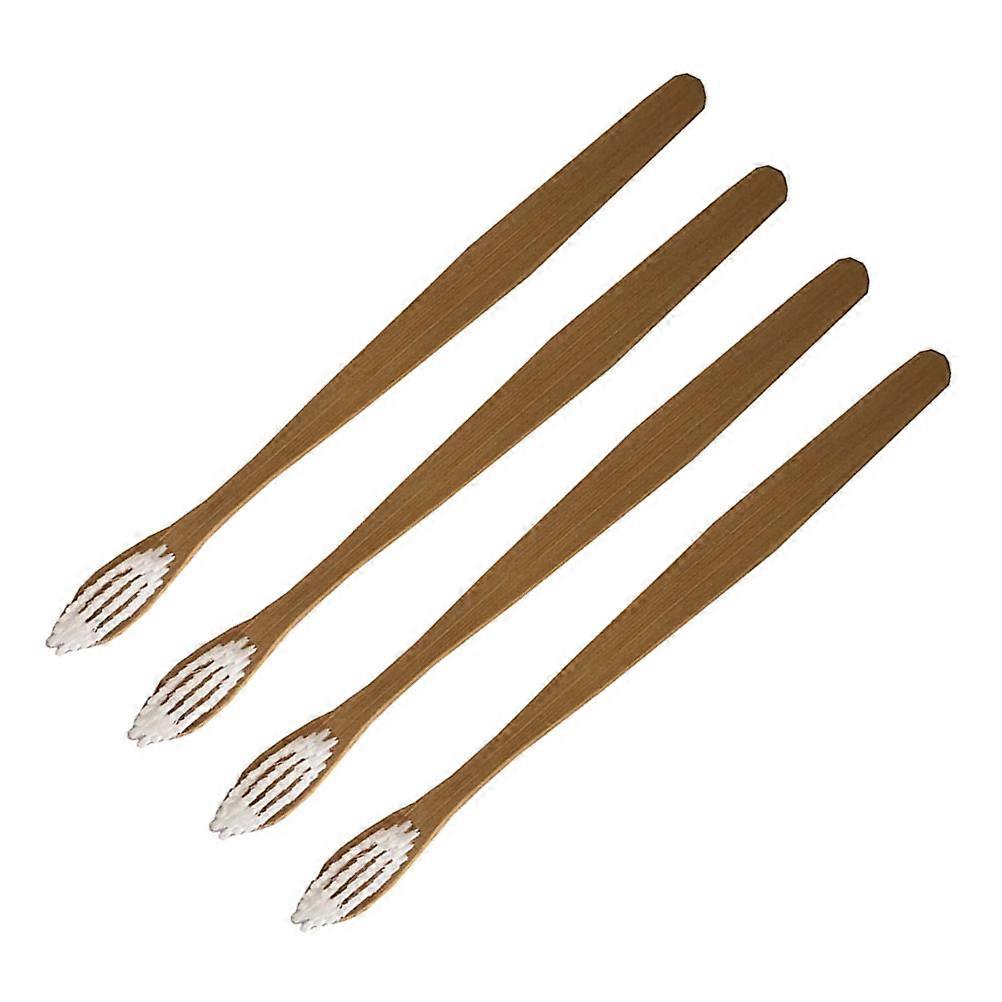 4pcs Bamboo Handle Toothbrushes for Home Travel and College Use (White)
