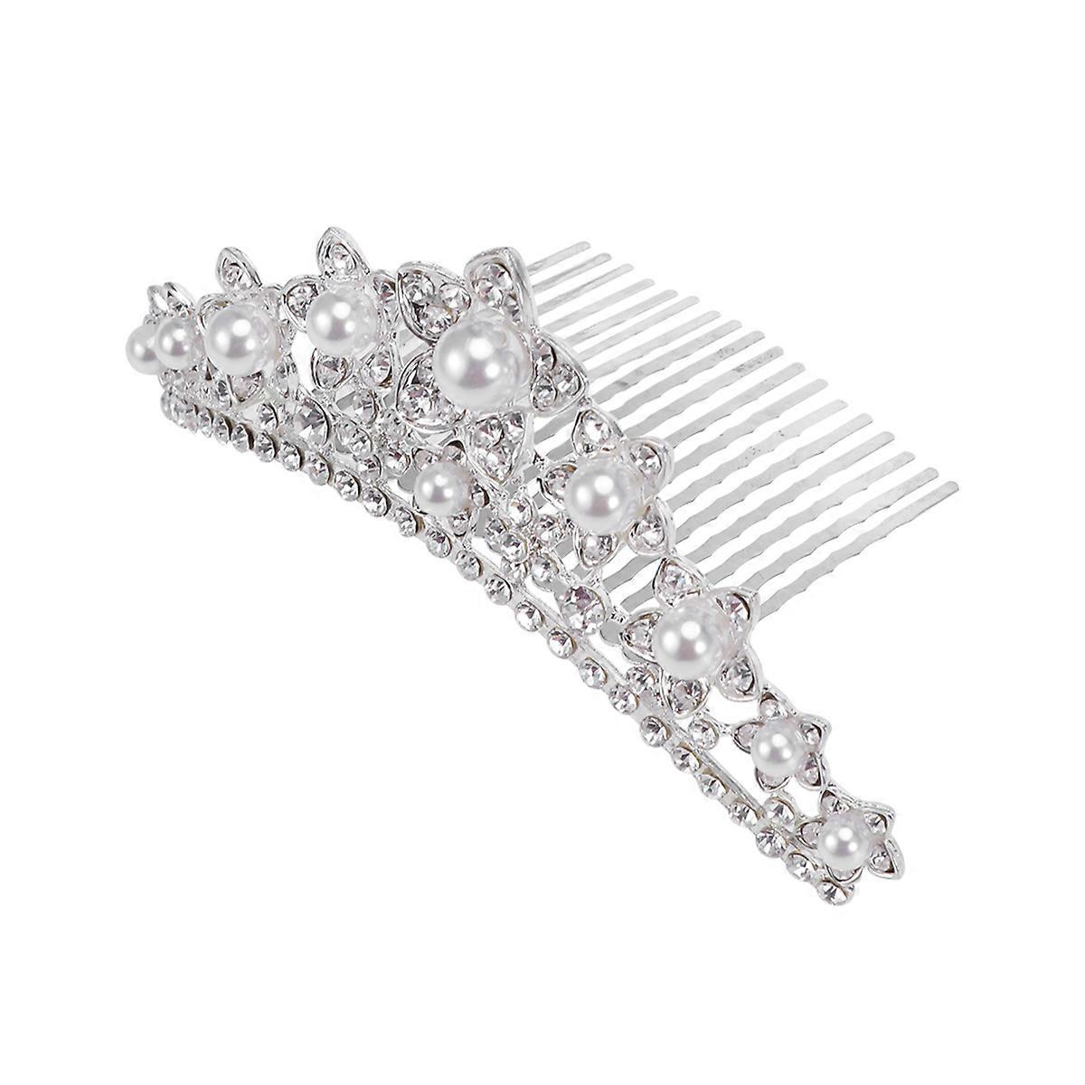 Silver Kids Crown Comb Alloy Rhinestone Hairband for Party Decoration Suitable for Children Size 1PC
