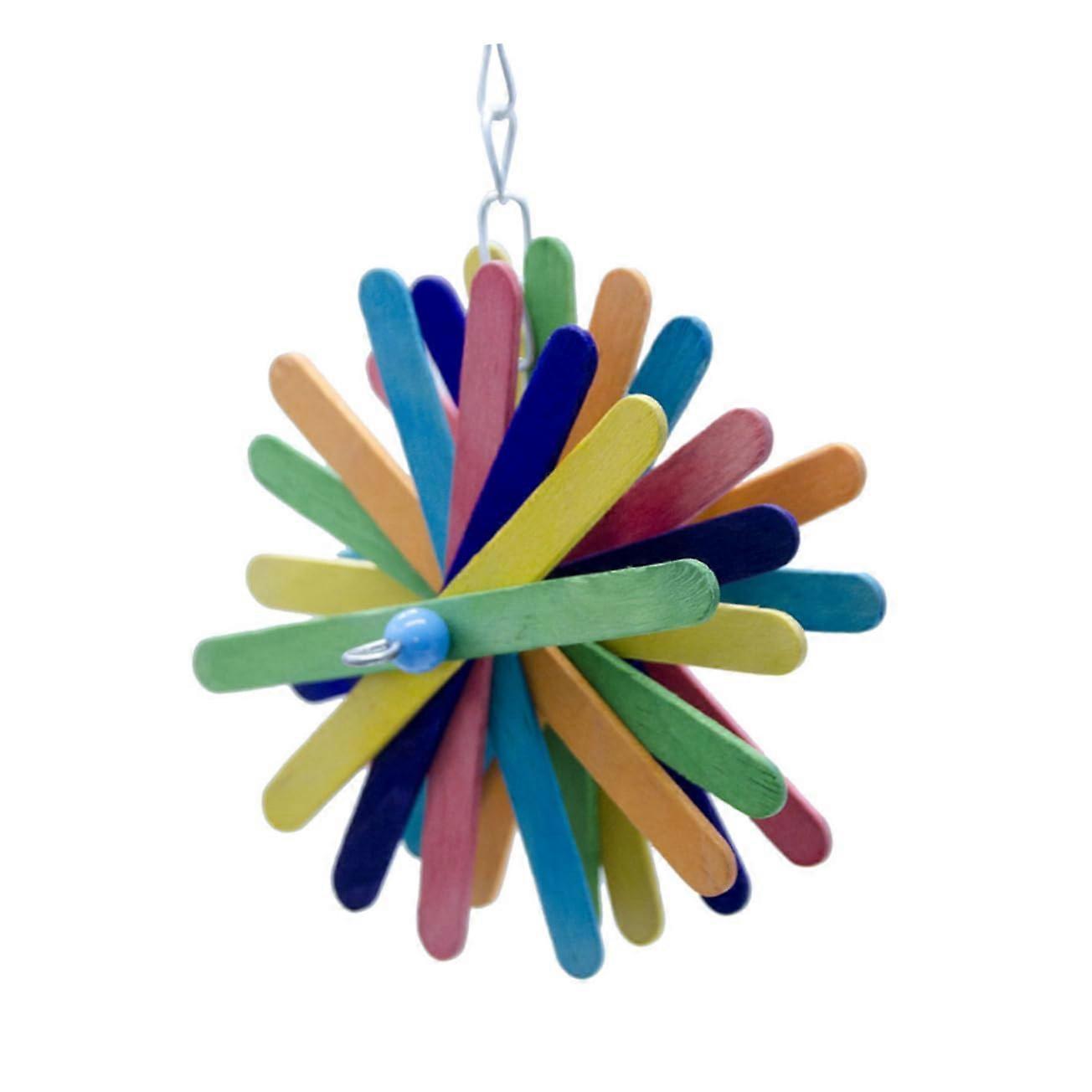 Colorful Wooden Hanging Chew Toy for Parrots – Safe and Stable for Birds, Budgies, and Other Small Pets, Encourages Chewing and Play